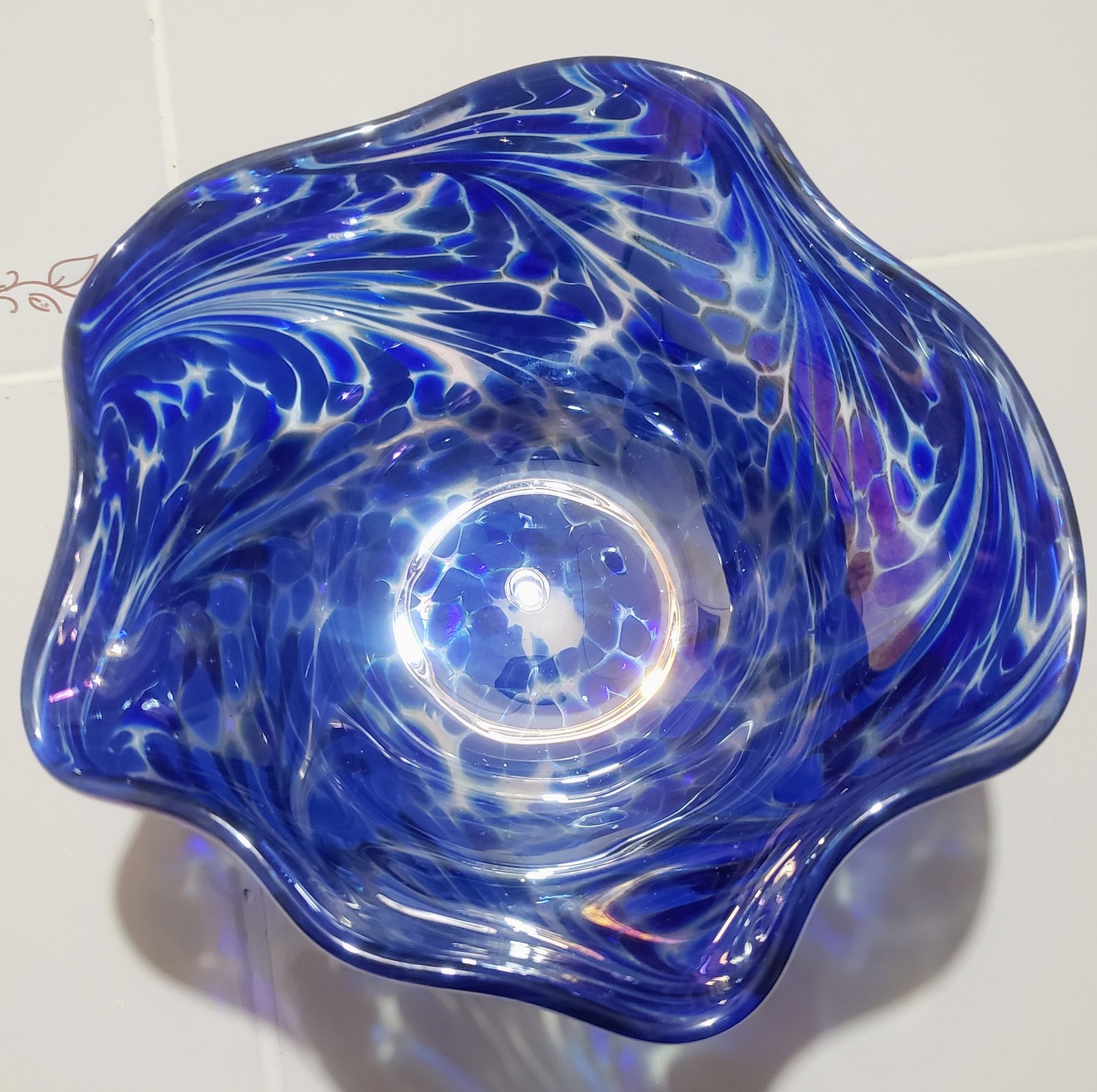 Vintage New Orleans Nuance 1992 Glass Multi Color Hand Blown Iridescent Bowl