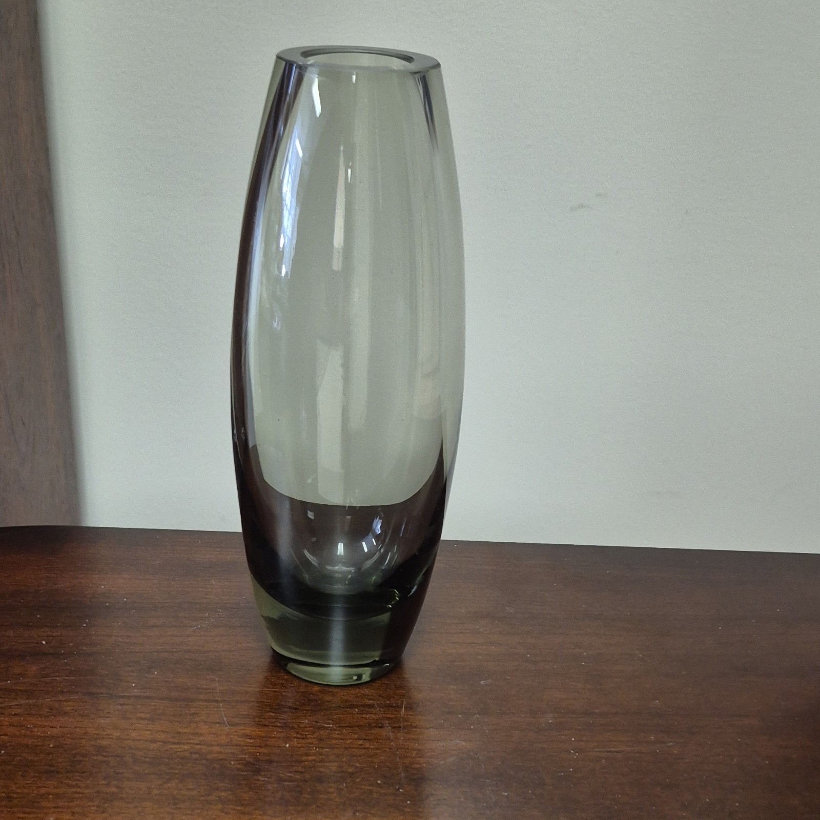 Holmegaard Gray Art Glass Vase, Glossy Finish, MPN 15391, 10 in, Decorative