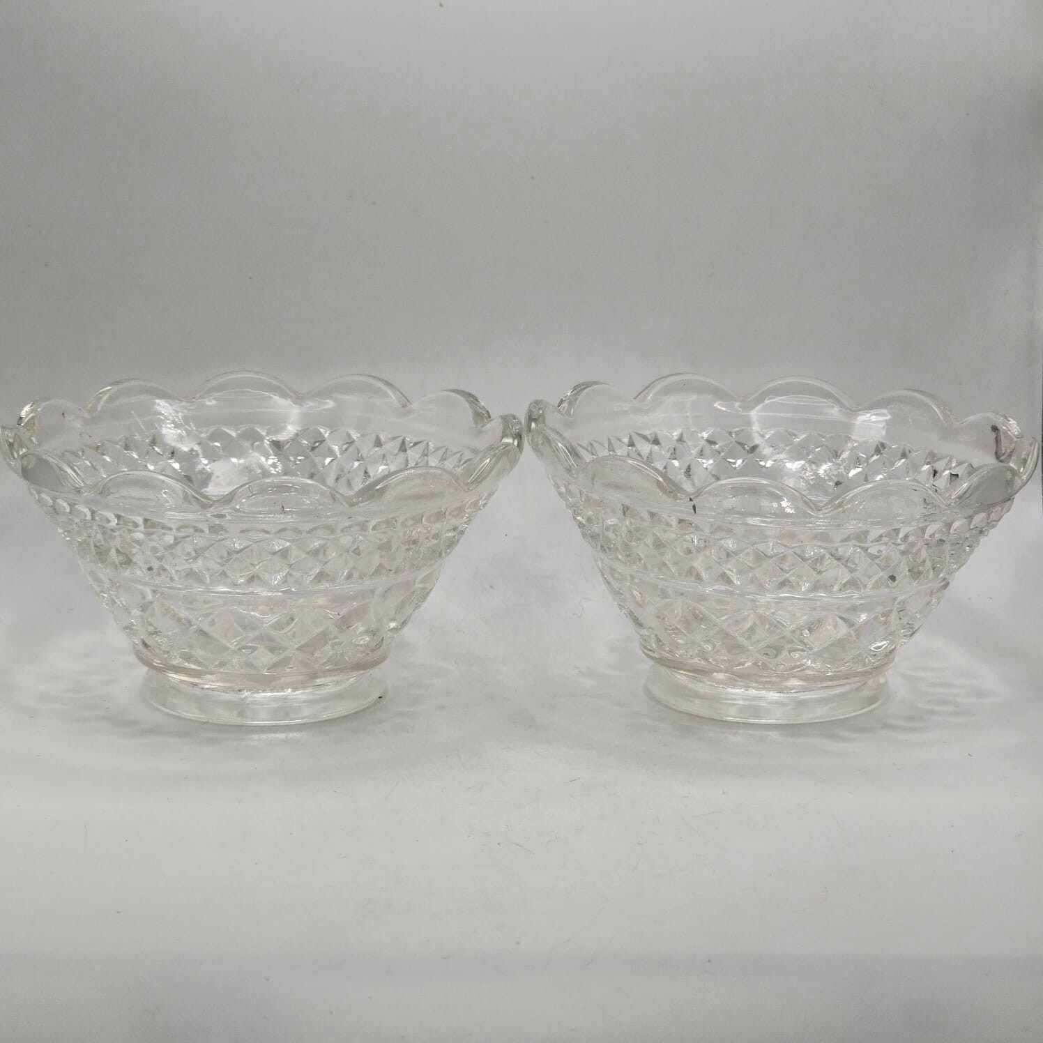 Set of 2 Clear Glass Candle Holders 5”W Single Light Candlestick Set