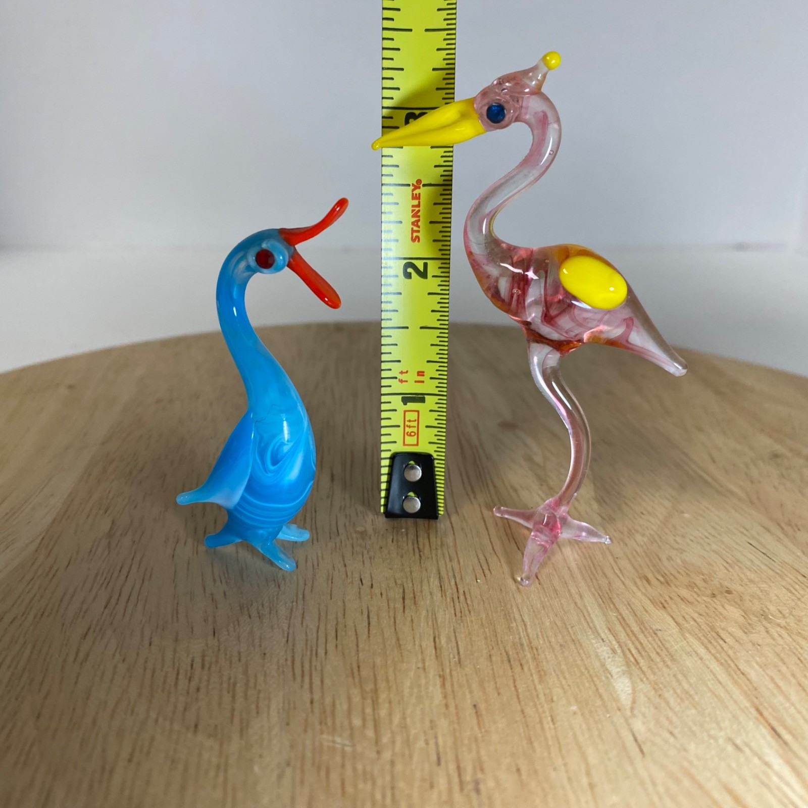 Vintage Murano Style 2 Birds Miniature Figurine • Blue Duck • Flamingo