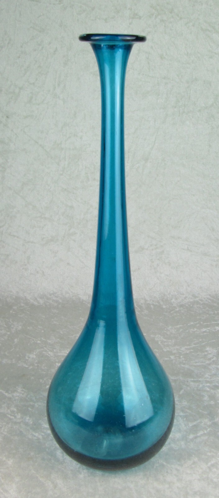 Hand Blown Aqua Turquoise Glass Vase Mid Century Modern 15-7/8 in Blenko Style