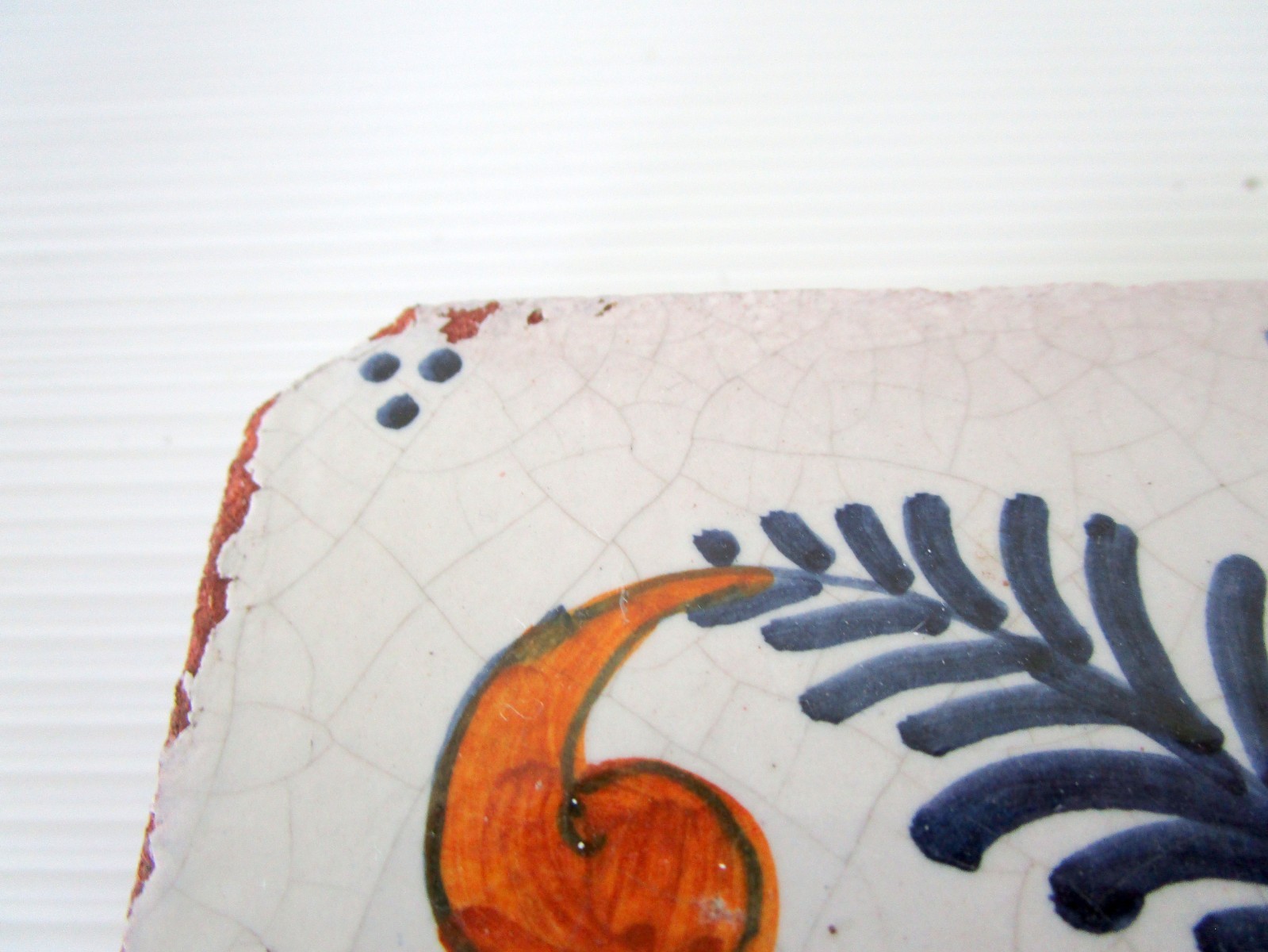 Vintage Large Italian Hand Painted Terracotta Tile 12 x 6 Blue Bird