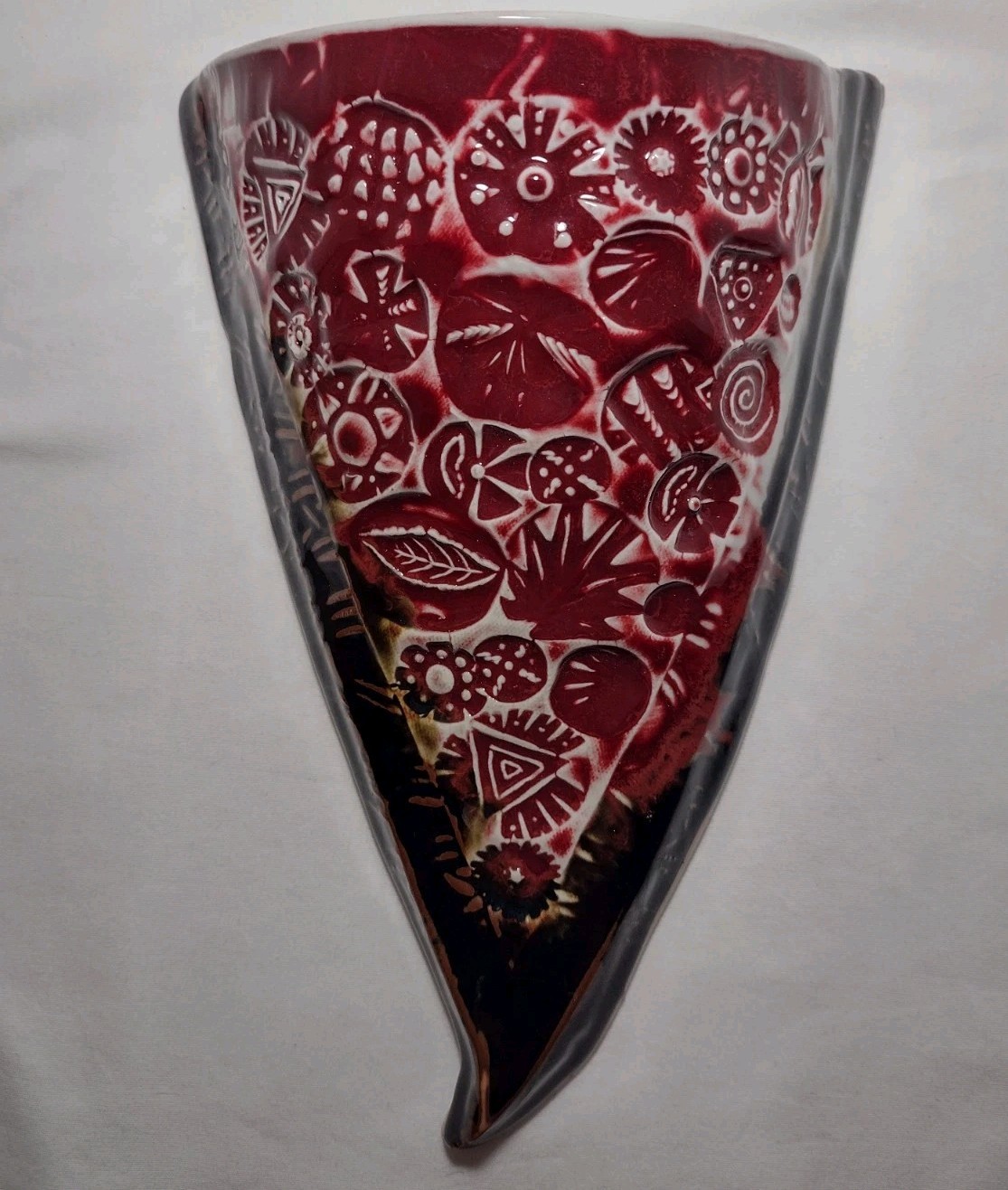 Hand Made Ceramic Wall Pocket Signed T. Spears 9.5″ Studio Art Pottery Clay