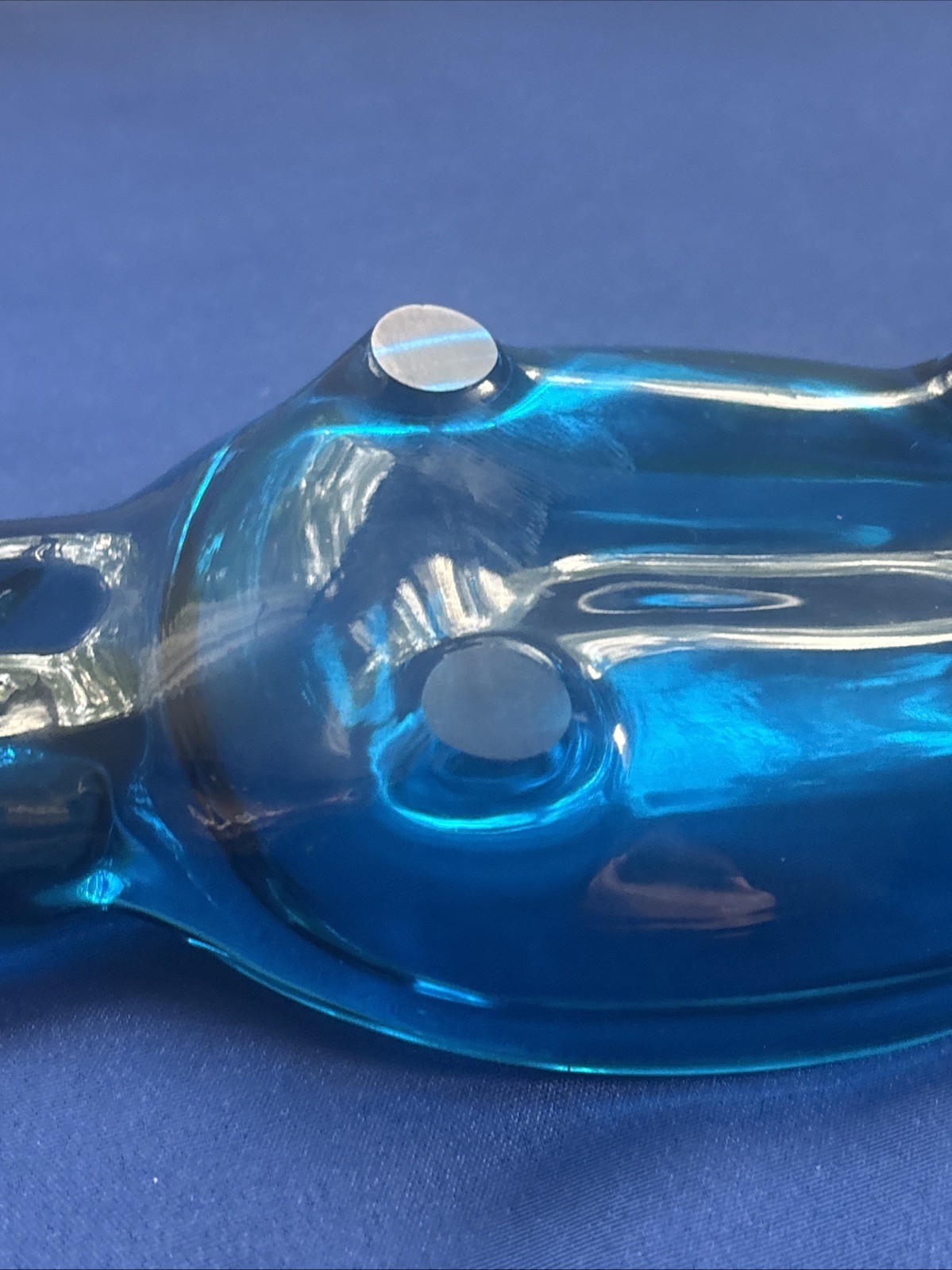 Vintage Viking BLUE Glass Alligator Ashtray Trinket Mid Century MCM 11”