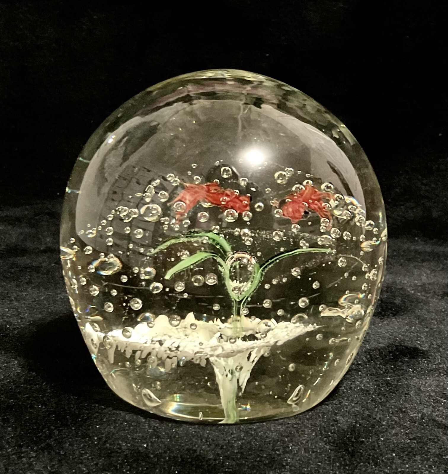 Vtg Aquarium Style Gold Fish Paperweight 2.25” Ocean Water