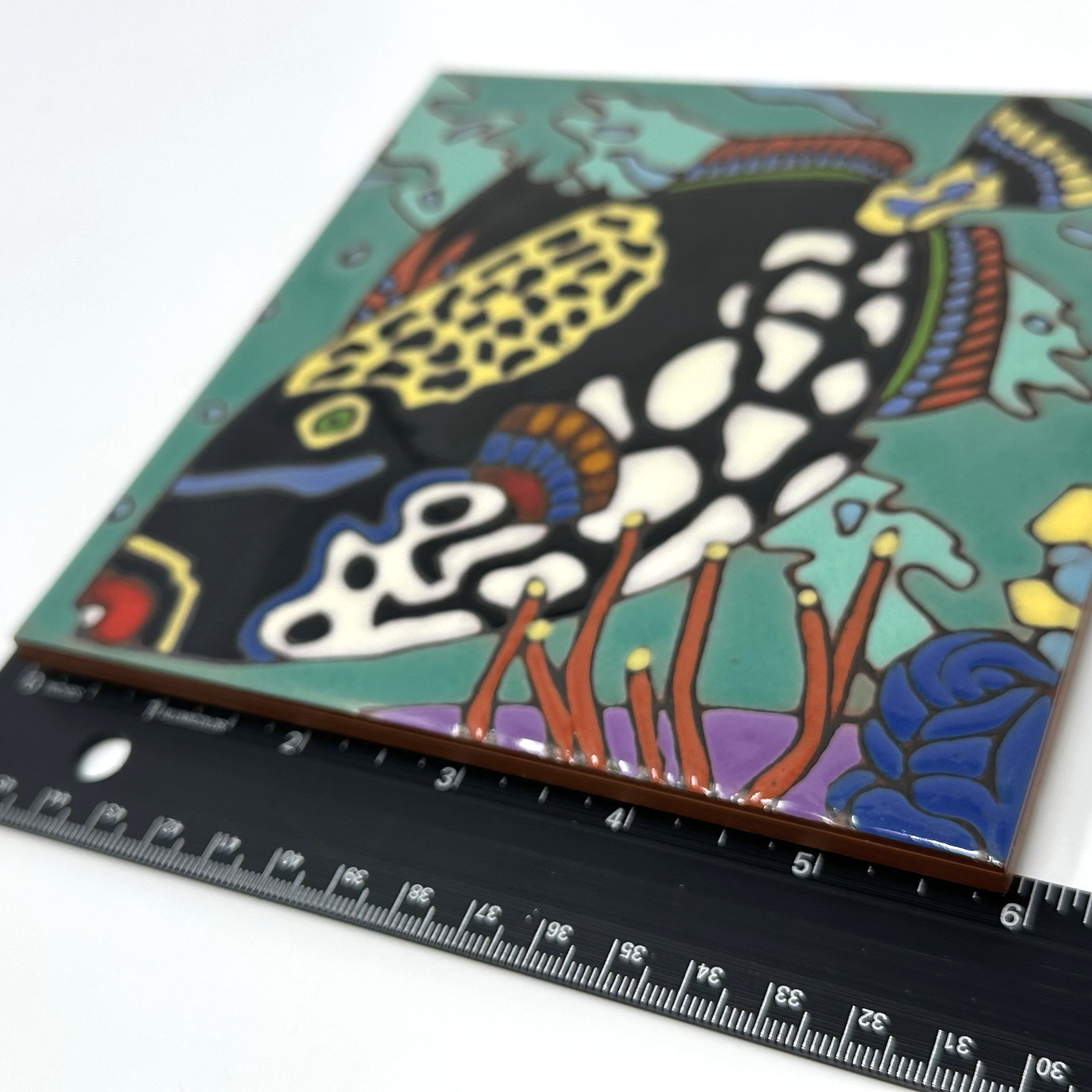 Pacific Blue Art Tile Trigger Fish Ocean Beach Modern Colorful Hot Plate Trivet