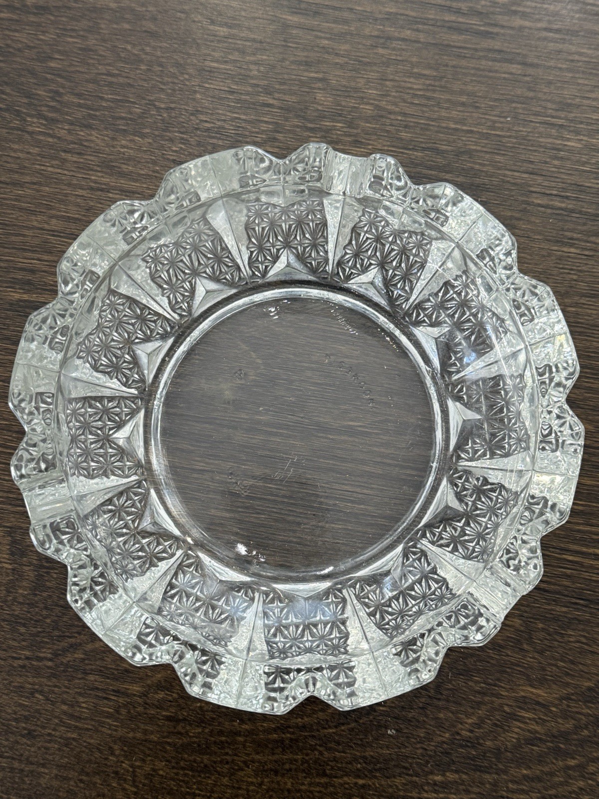 Vintage Firna Indonesia Crystal Clear Glass Ashtray 7″ Heavy Thick Glass