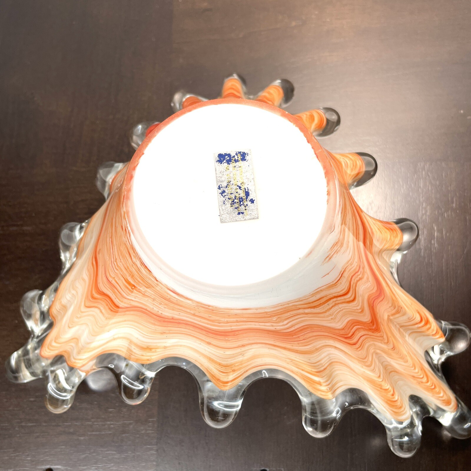 Kirch Art Glass Ukraine Bowl Vase Swirled Hand Blown Peach