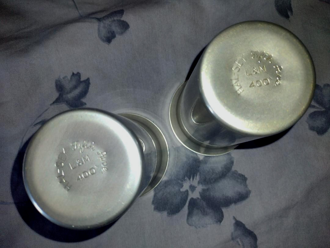 2 Silver Color Hal-sey Fifth Ave L&M 400 Aluminum 12oz Drinking Cups Tumblers