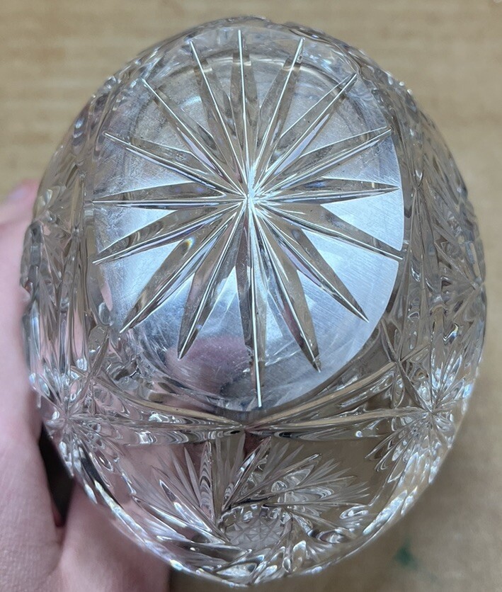 Vintage Decorative Clear Glass Basket With Handle