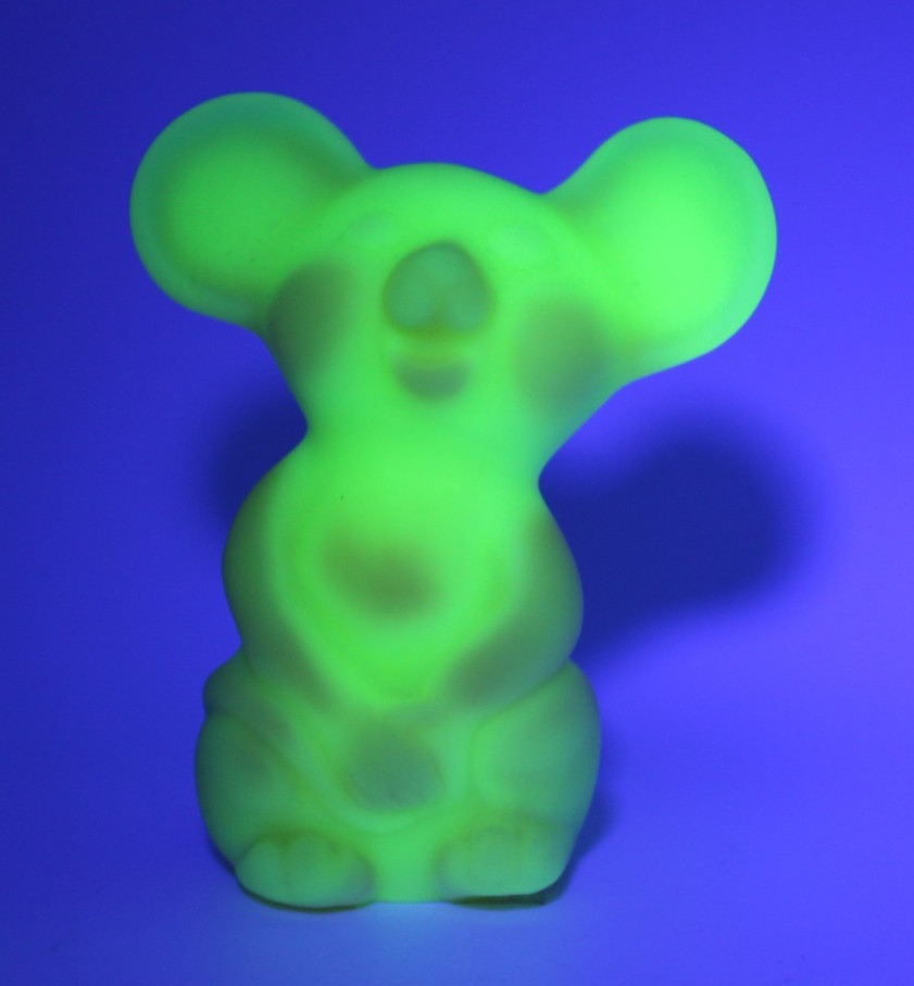 Fenton for NFGS Burmese Satin Mouse Pink Yellow Uranium GLOWS