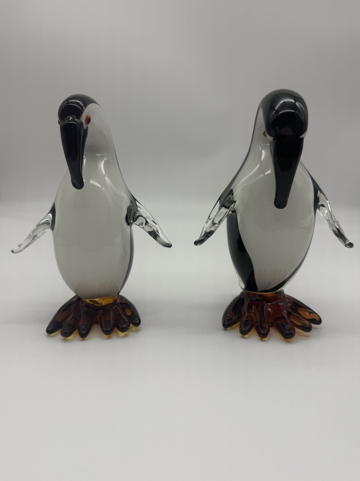 Gea Art Hand Blown Glass Penguin Figurines (set of 2)