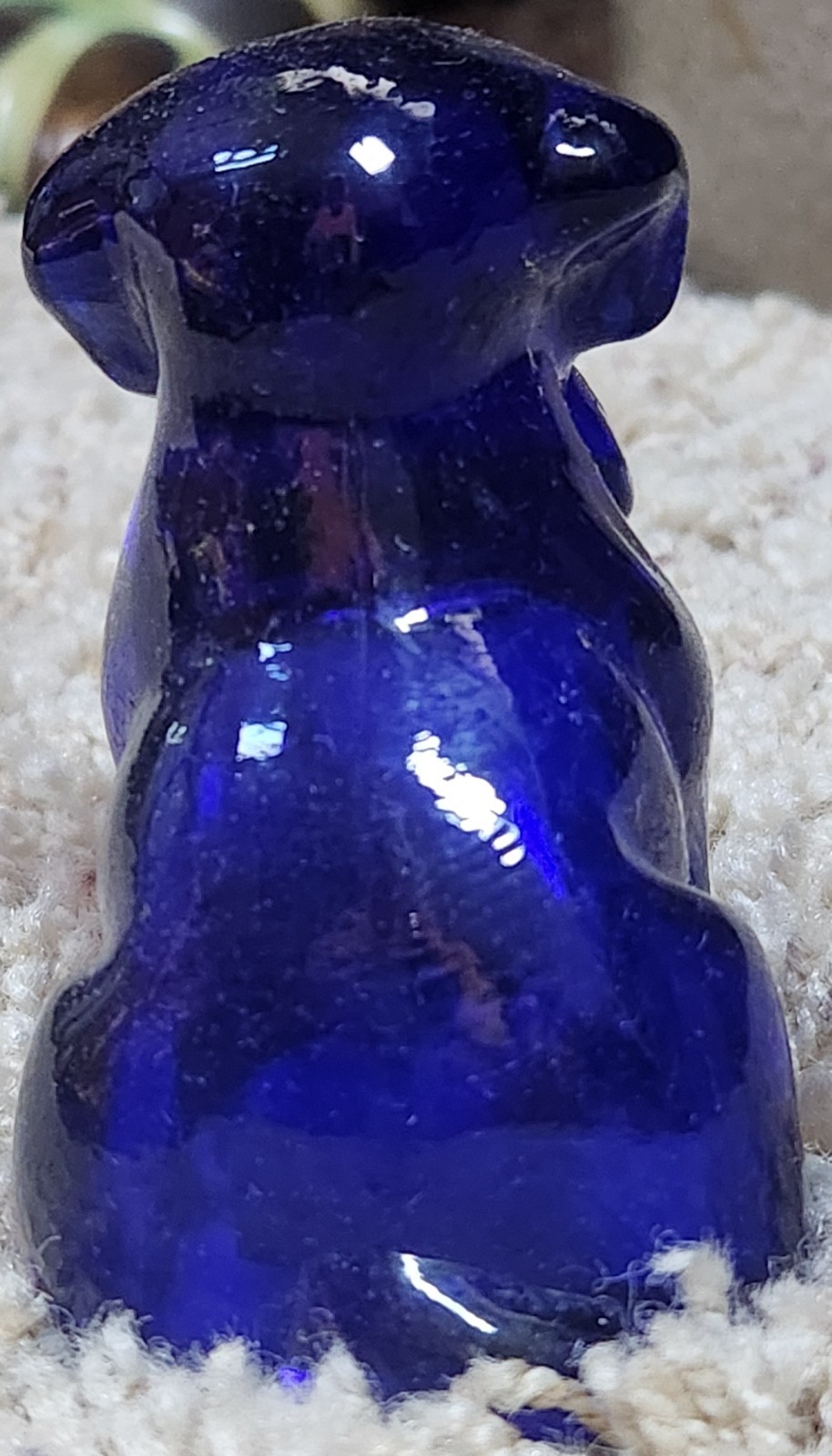 Vintage Degenhart Art Glass 3″ POOCHE #76 Cobalt Blue Figurine Paperweight