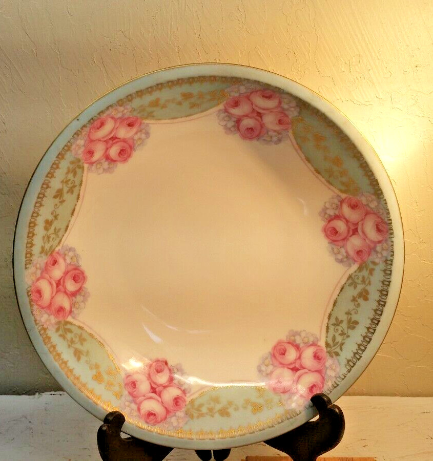 R S GERMANY BERRY SET 7 PC. DECORATED w/PINK FLOWERS