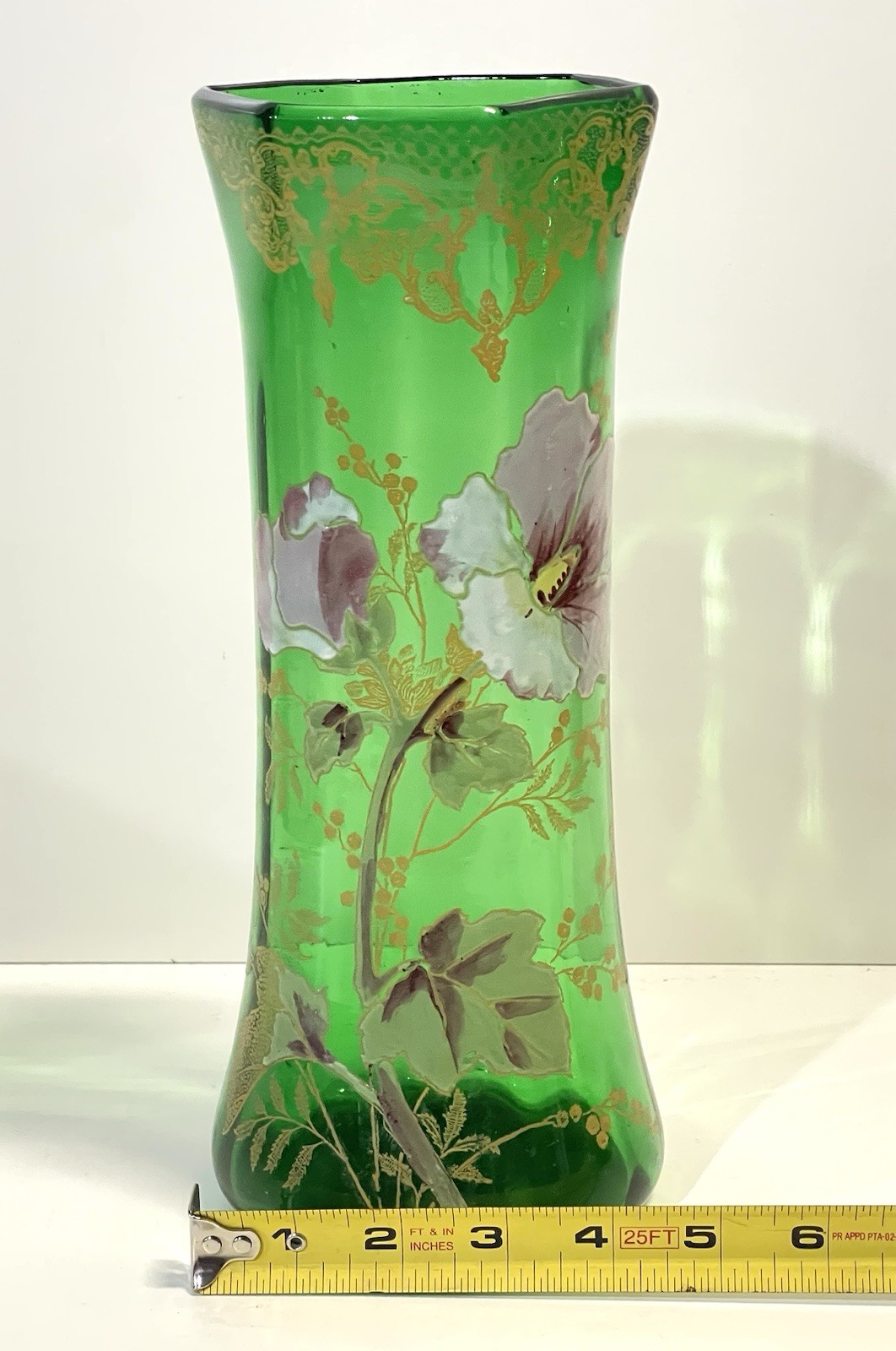 Antique Legras Mont Joye Enameled Art Glass Vase
