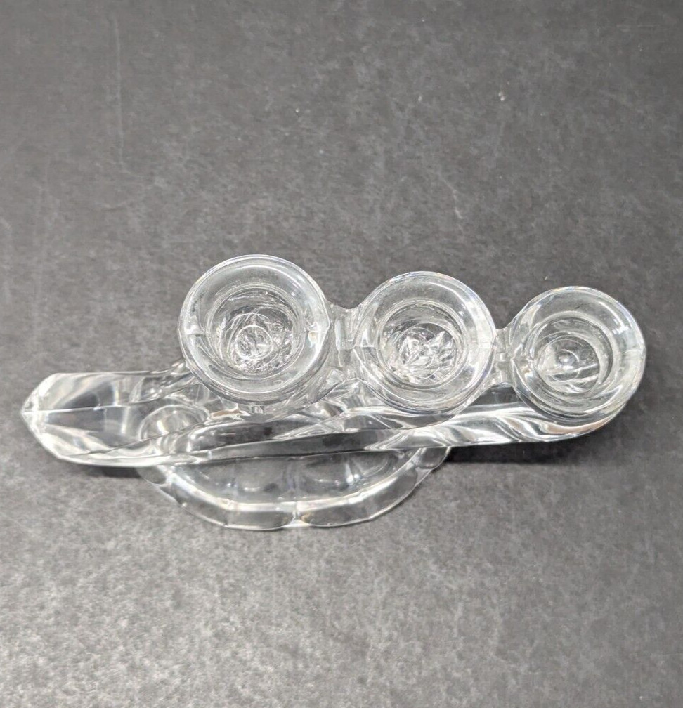 Three Arms Fostoria Crystal Triple Candle Holder 7 1/4″ Long 5 1/4 ” Tall