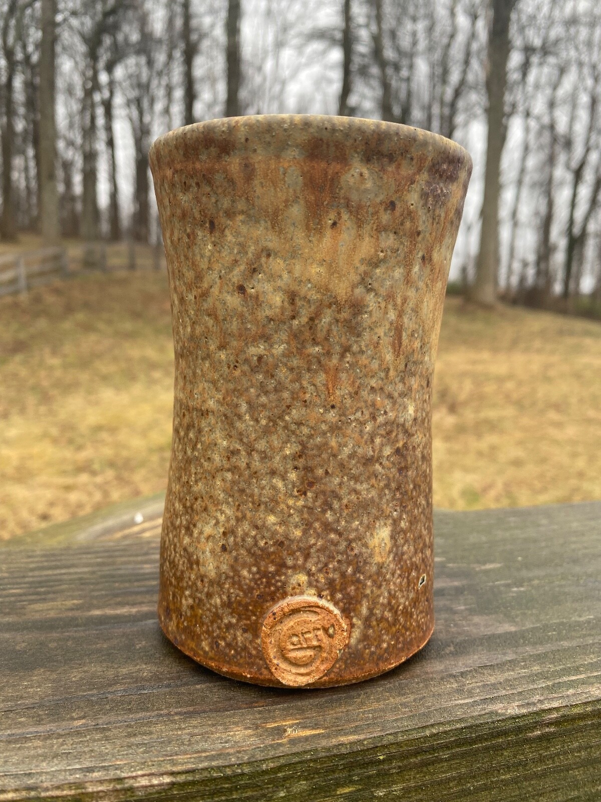Clay Nutmeg Tumbler Cup 5.25 in Vase Art Pottery with Congo Stamp