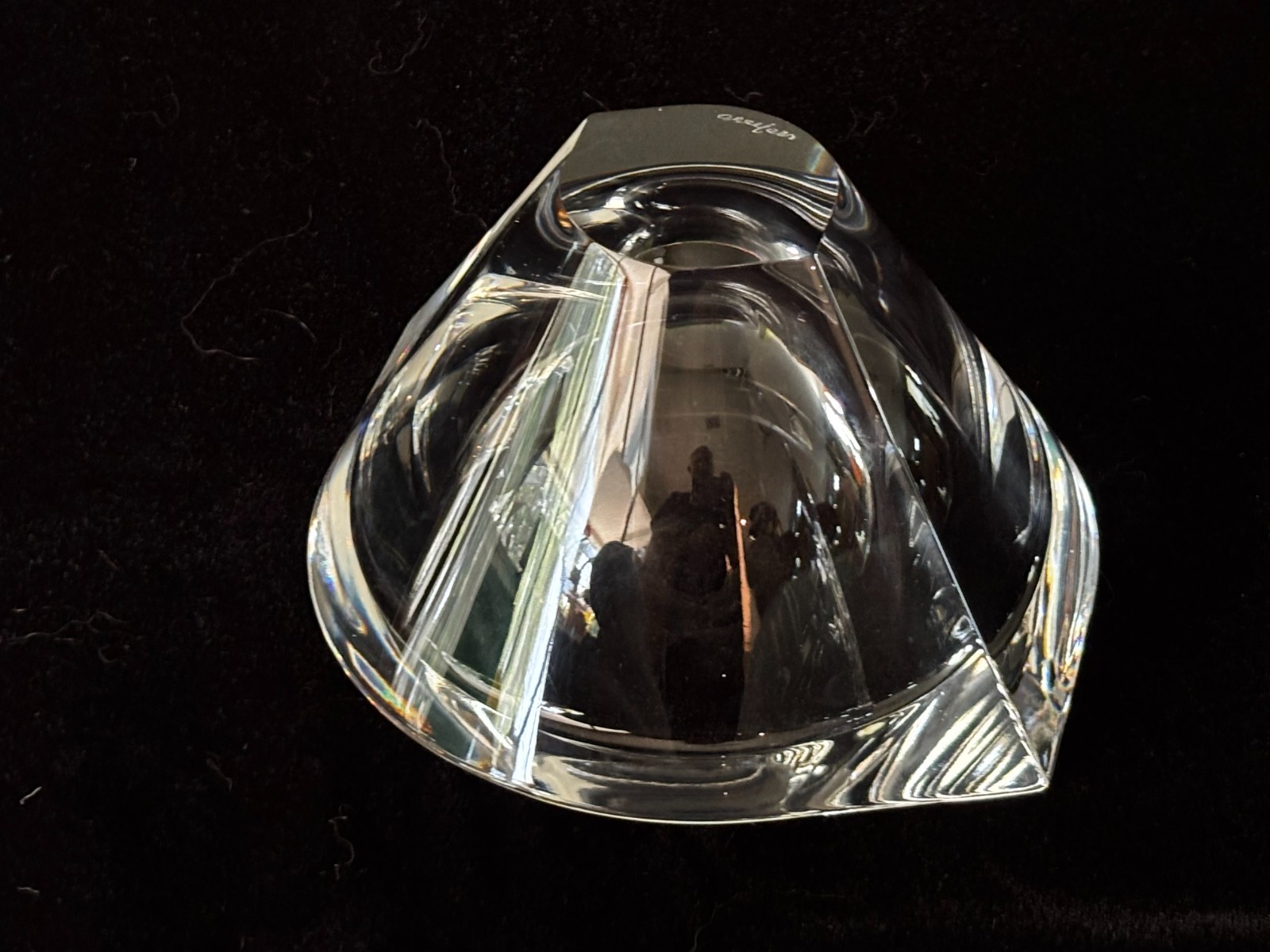 ORREFORS Marin Cut Crystal Bowl Jan Johanson Design 6 3/8″ x 5 3/8” x 3”