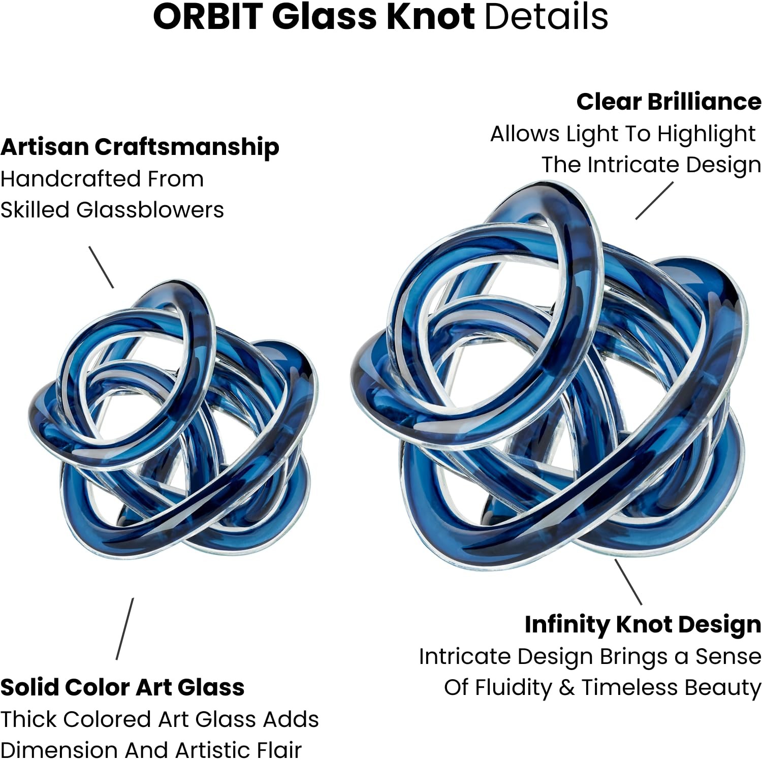 Torre & Tagus Torre Tagus Orbit Hand Blown Glass Infinity Knot Sculpture – 4.5