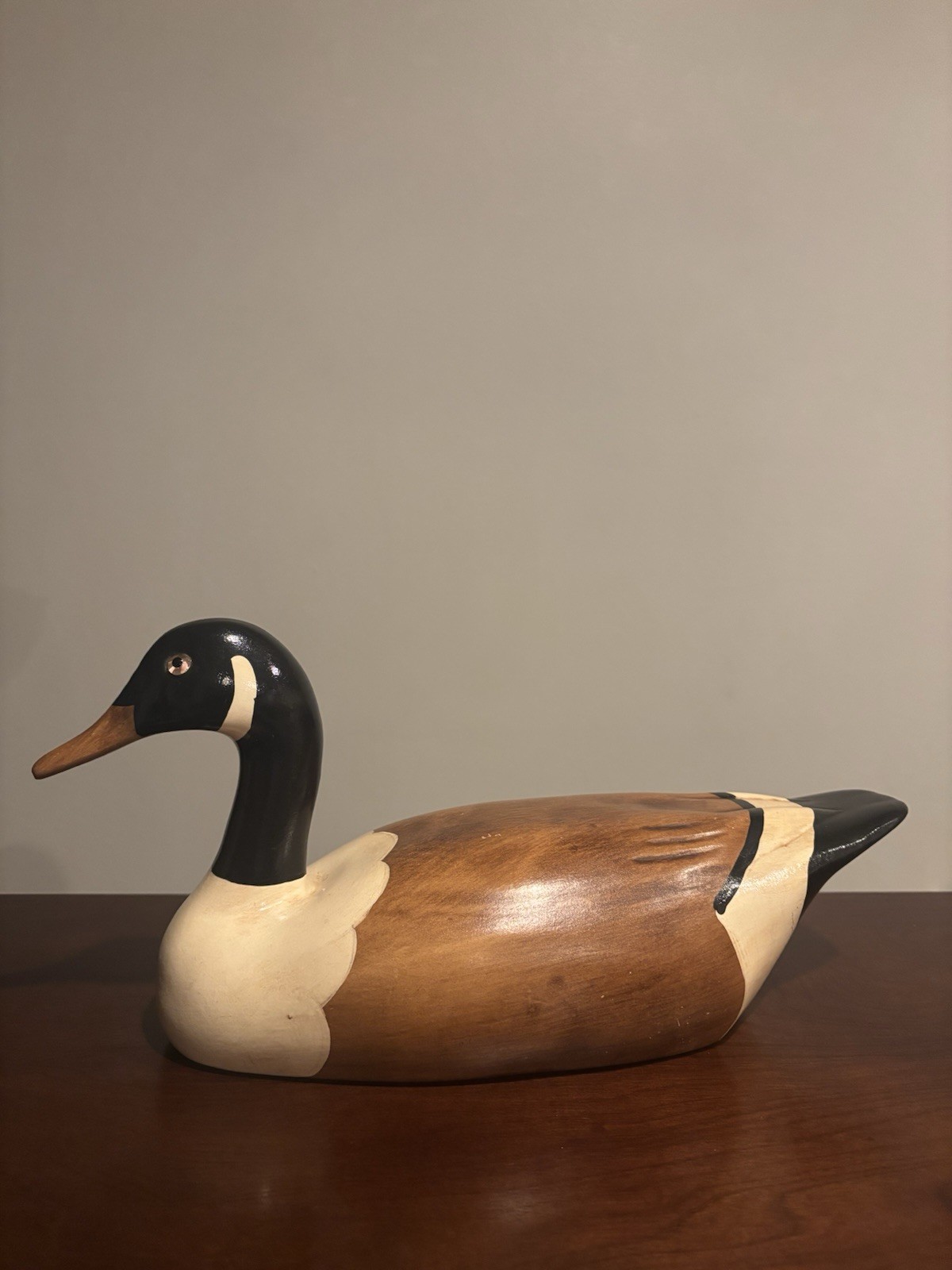 Vintage Hollow Mold Ceramic Hand-Painted Duck Statue 13” Glass Bead Eyes ~ Rare