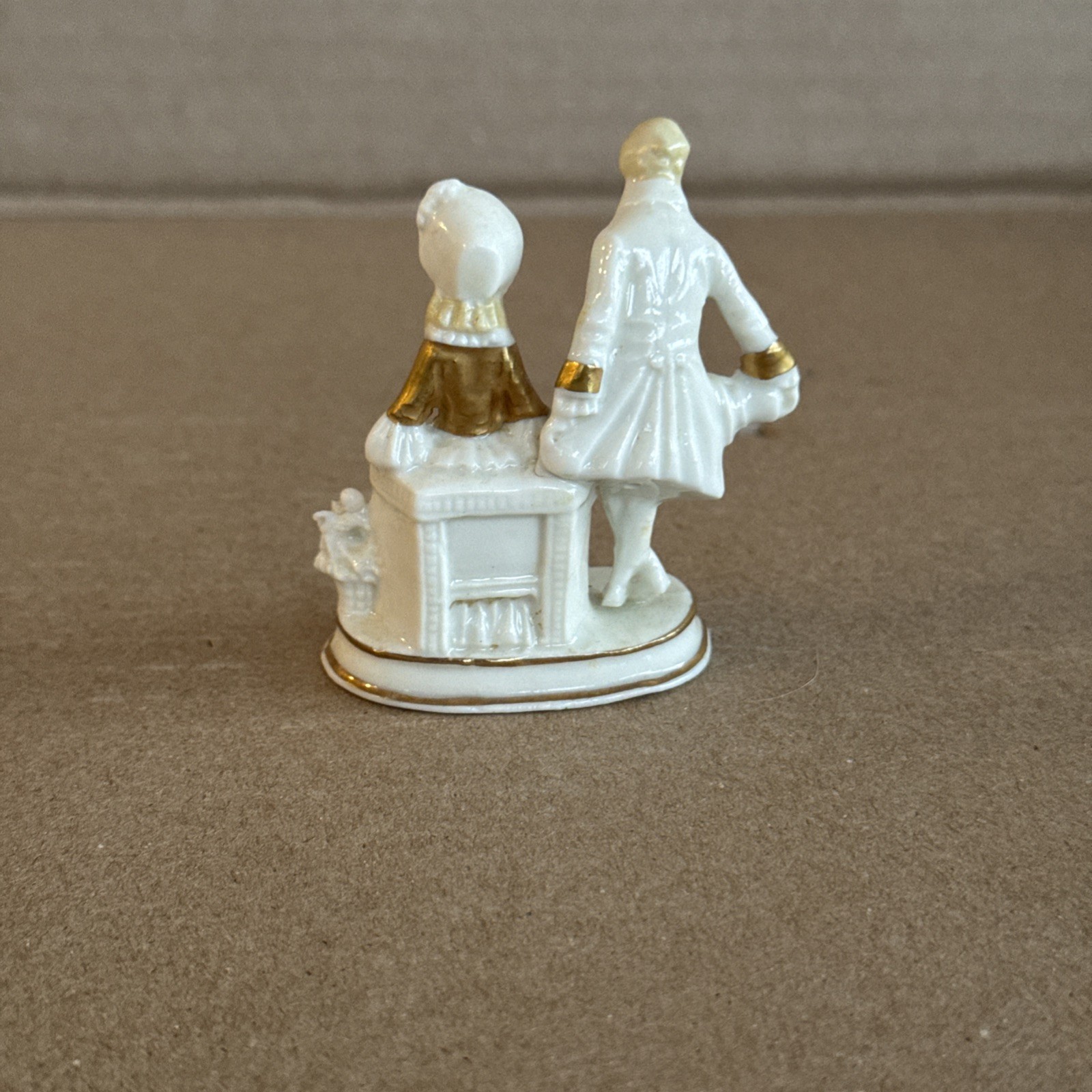 Antique Capodimonte Crown Over N White & Gold Figurine Courting Couple Germany