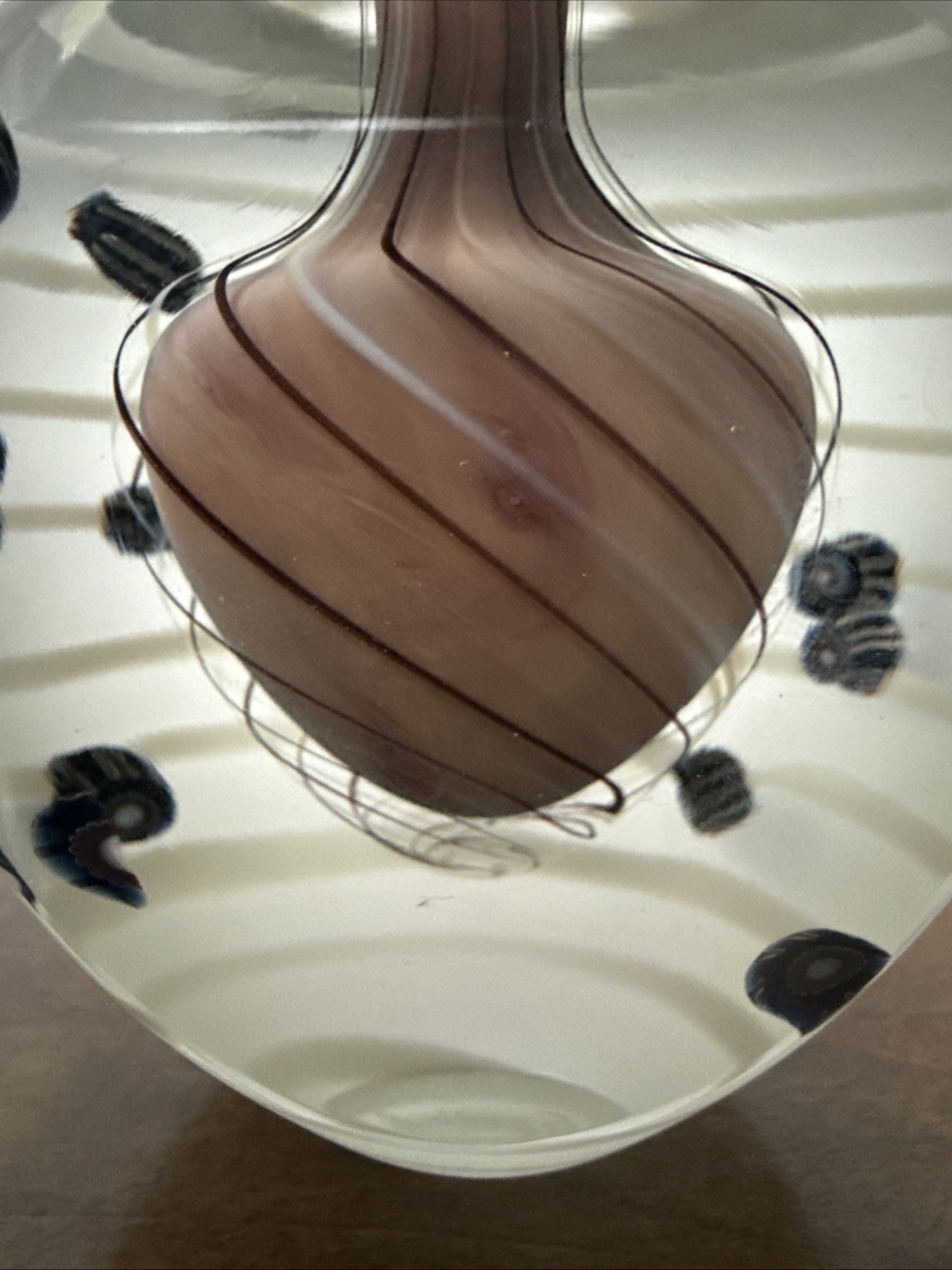 RARE Hand Blown Signed Art Glass Perfume Bottle Milli Chips Satin Frosted (READ)