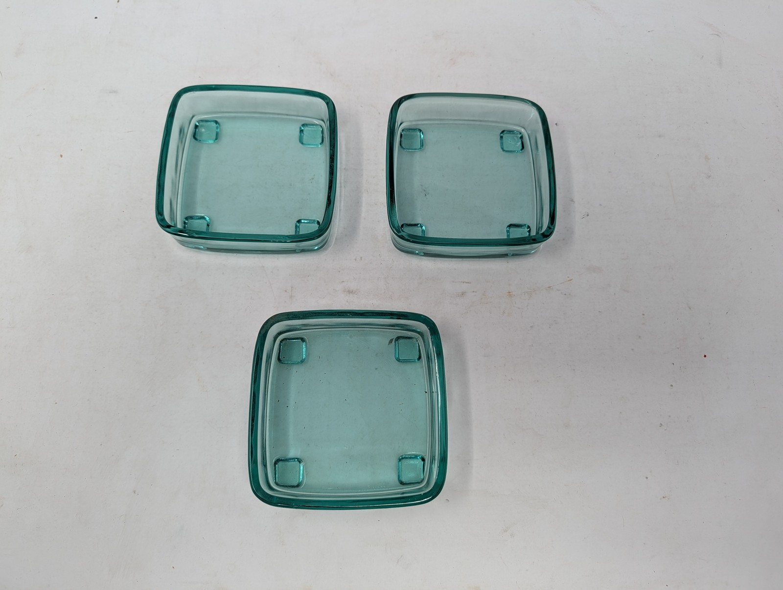 Dansk Teak Serving Trays Set of 3 Vintage Square Teal Aqua