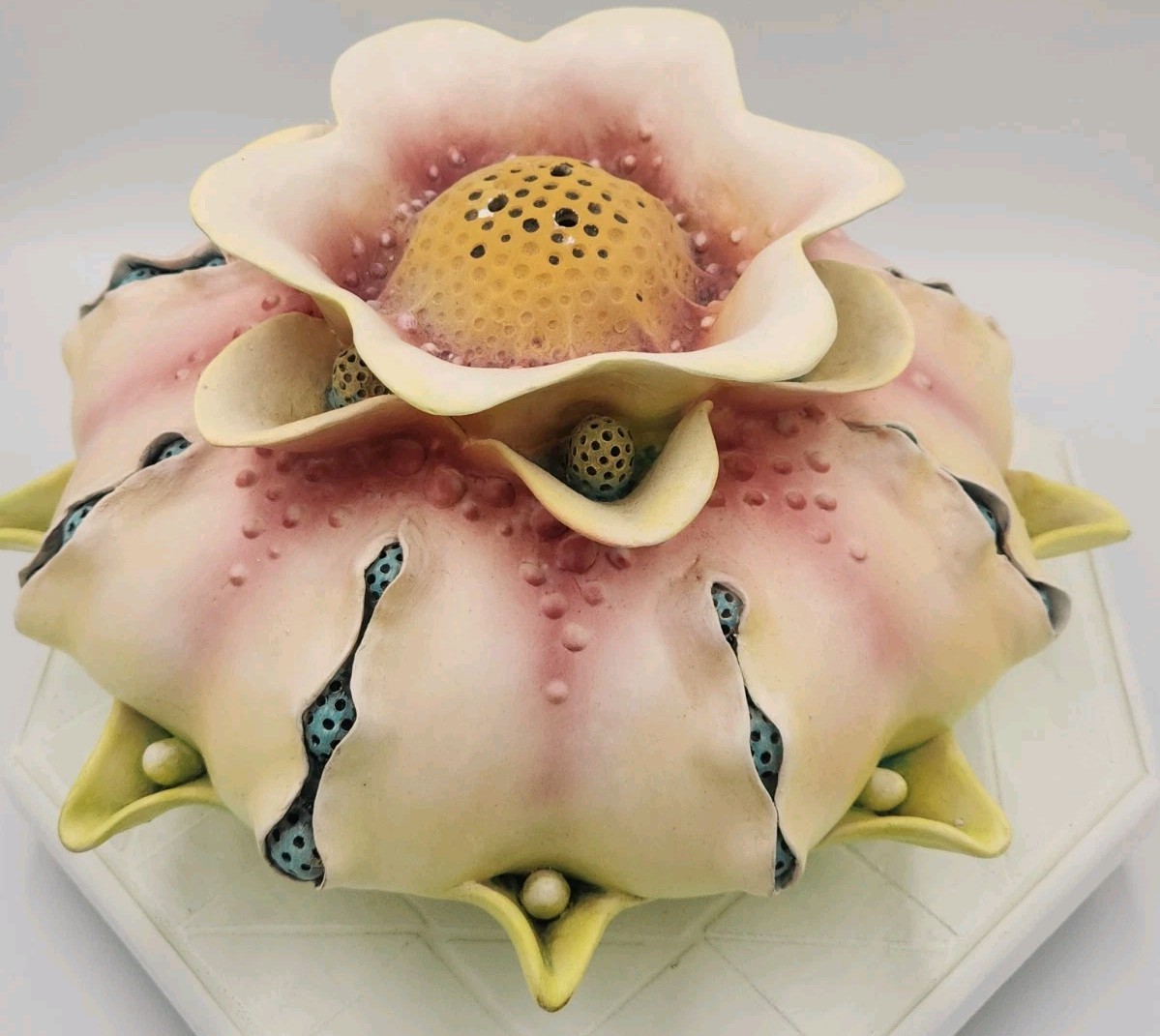 Beth Garcia Clay Pottery Floral Coral Reef Bulbous Form Sculpture Large