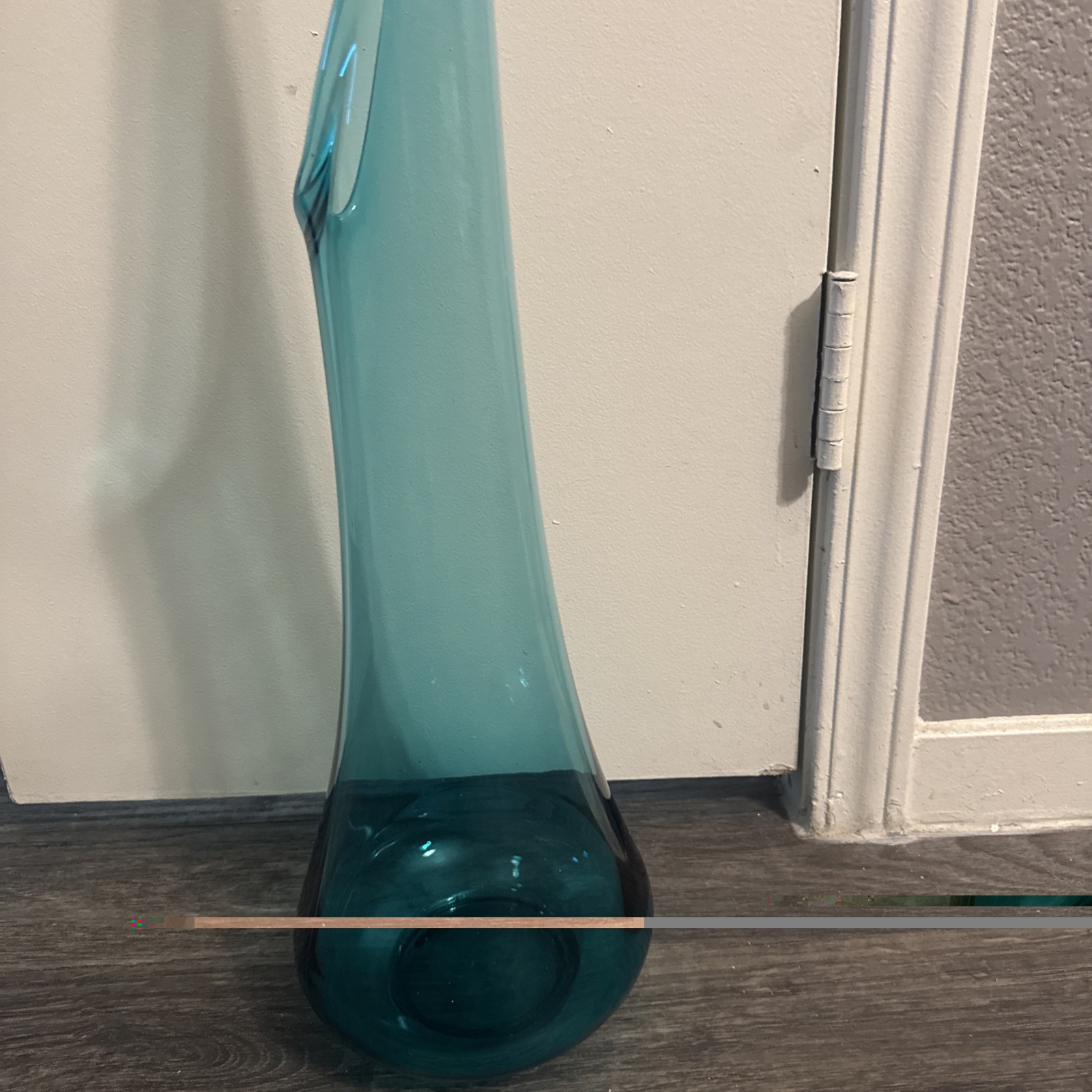 Vintage LE Smith Peacock Blue Smooth Swung Vase 25.6” Tall