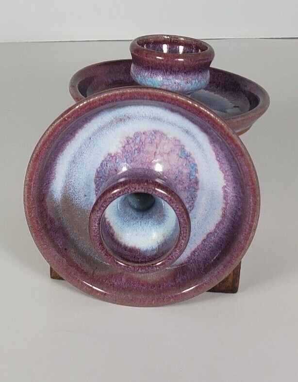 Blue Ridge Pottery Candlestick Holder Hand Made in Virginia USA Set of 2