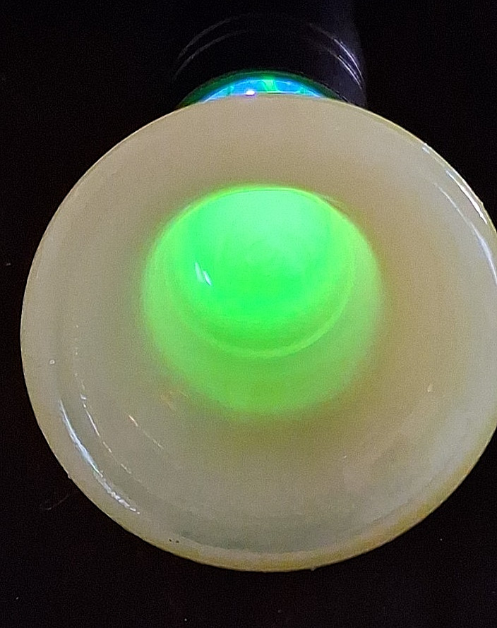 Degenhart Glass Uranium Liberty Bell 1776 – 1976 Lemon Custard Vintage w/ Logo