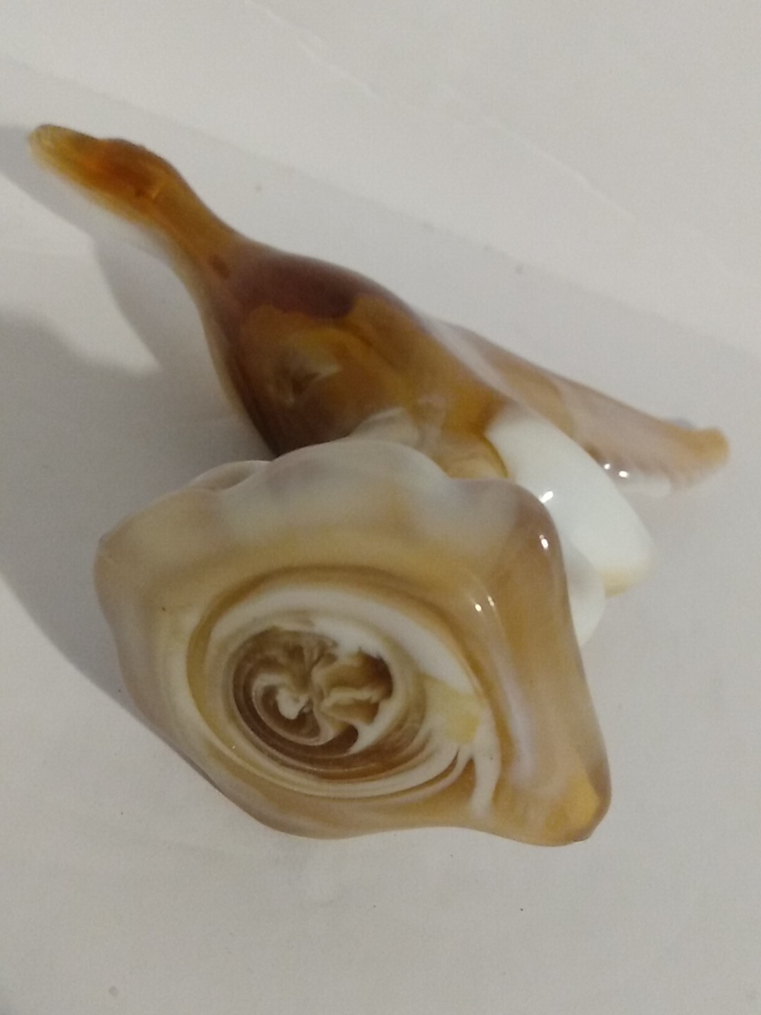 Heisey Imperial Dark Carmel Slag Glass Flying Goose Duck Bird Figure Caramel 5″