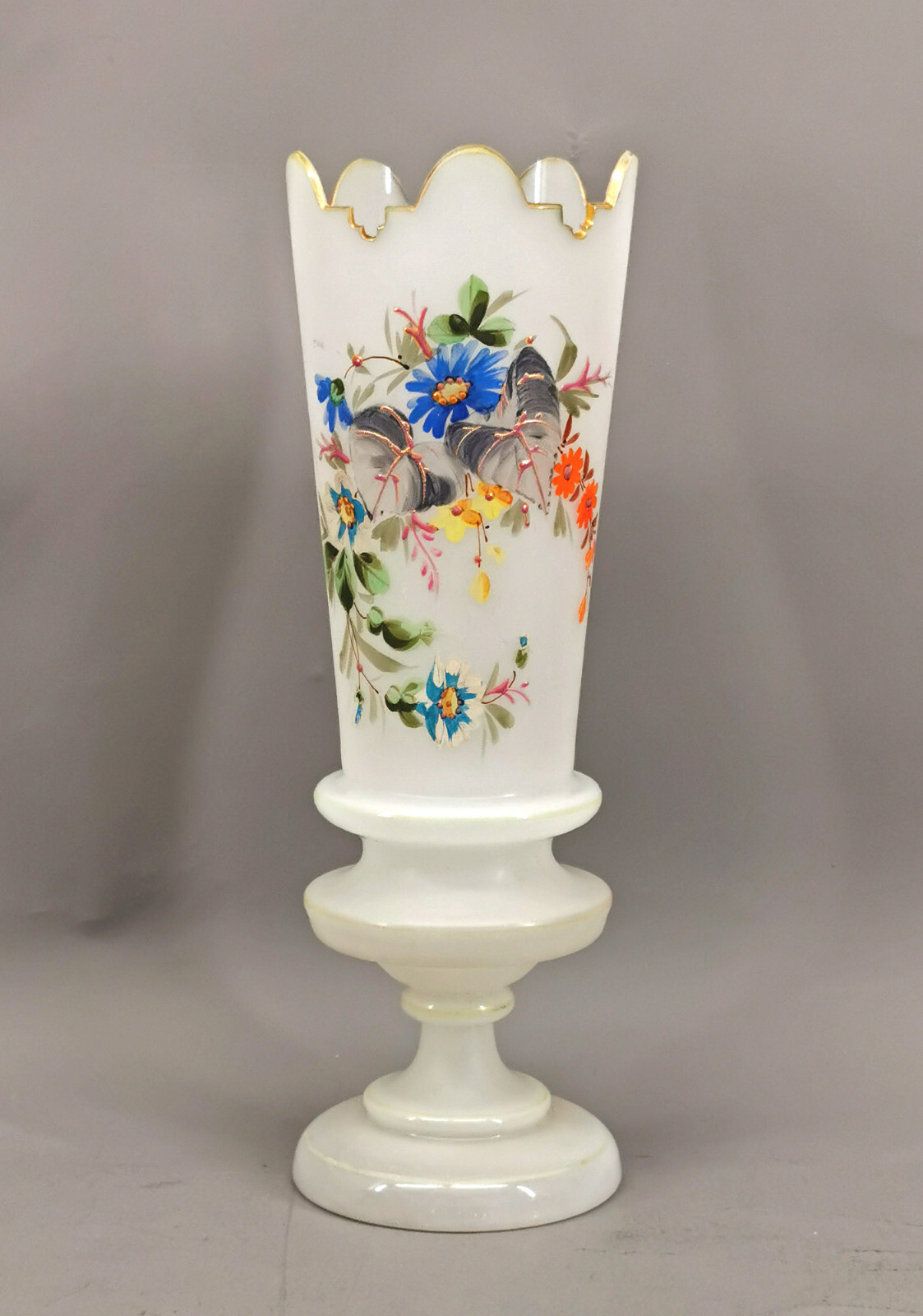9135057-d Glass Vase Alabaster Glass Um 1880, Regenhütte Bayerischer Wald H26cm