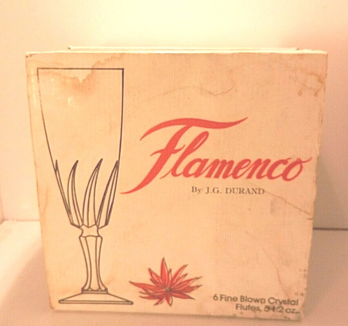FLAMENCO by J.G. DURAND Arques FRANCE Set of 6 CRYSTAL CHAMPAGNE FLUTES 62510