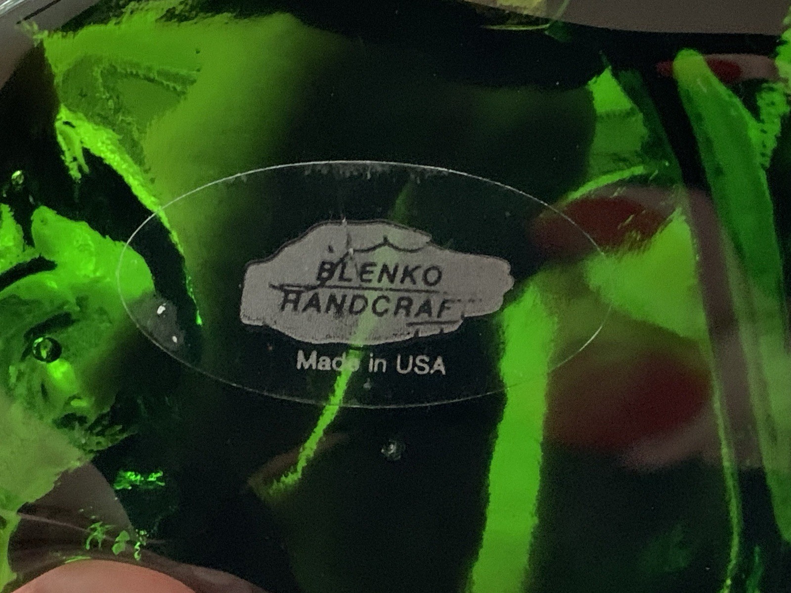 Blenko Art Glass Cat Kitty Green Figurine Paperweight 3.75 x 2.5in