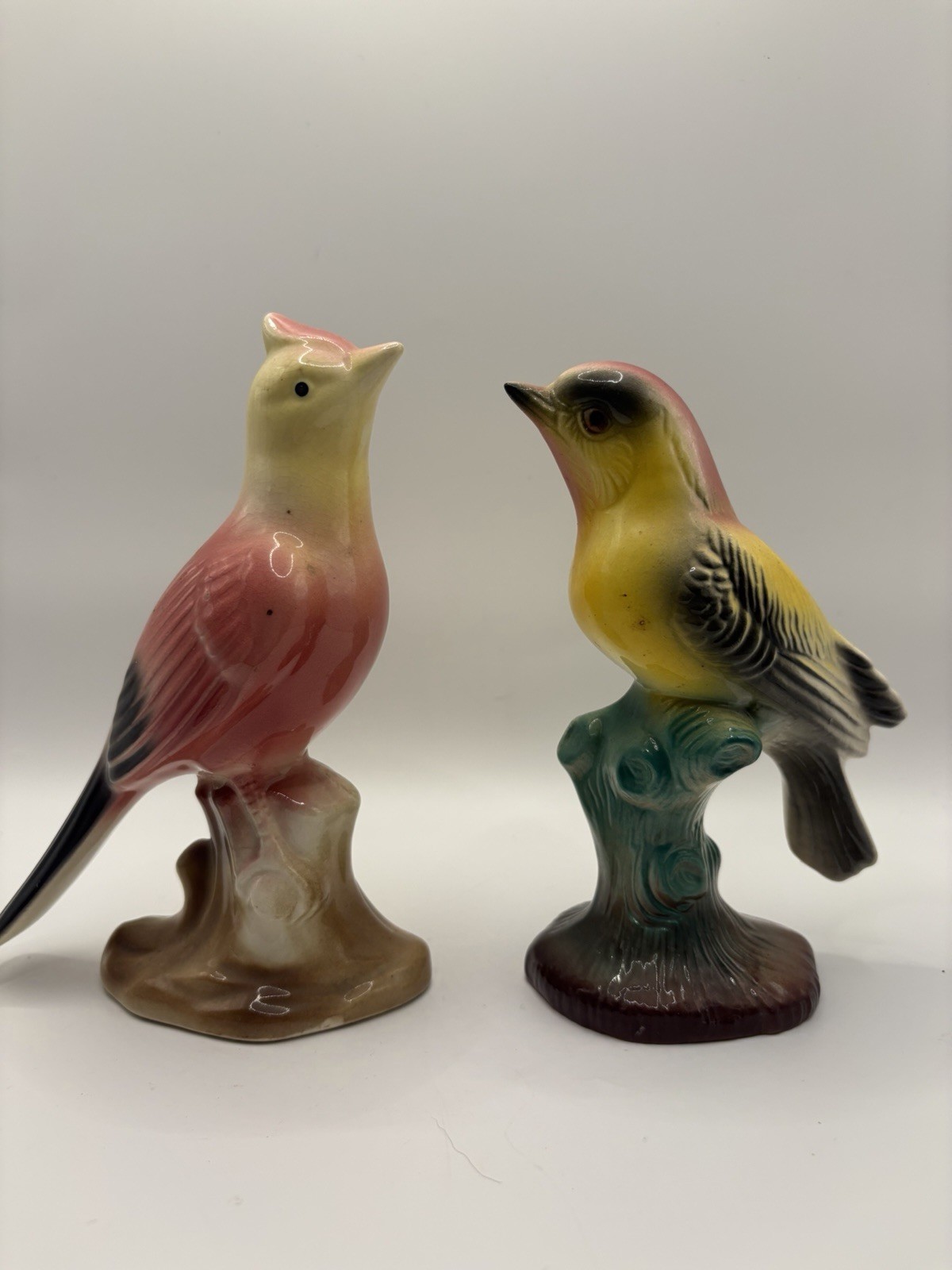 Vintage set of 4 Royal Copley Bird Figurens From 1940s-50s Pastel EUC