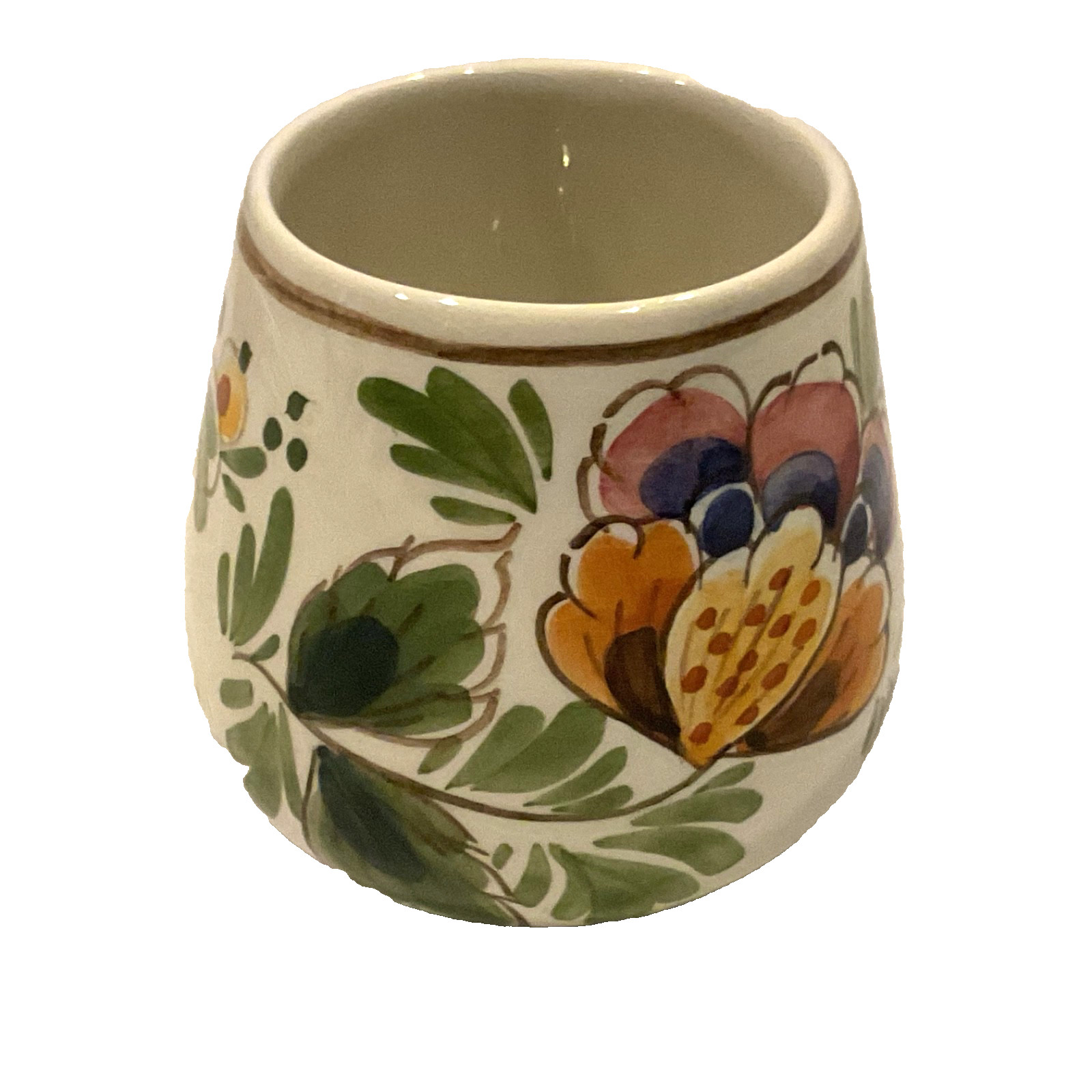 Vintage Dutch DP Delft Pottery Small Floral Vase 3.5″
