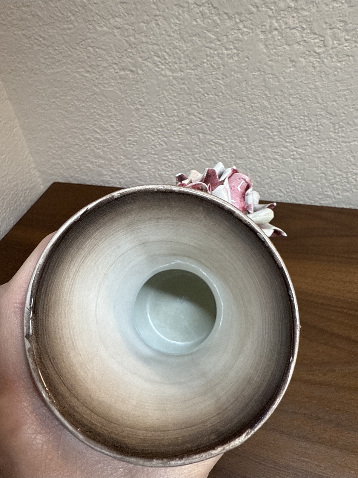 Vintage Capodimonte Italian Porcelain Bisque Rose Vase 7.5″ Tall Gorgeous