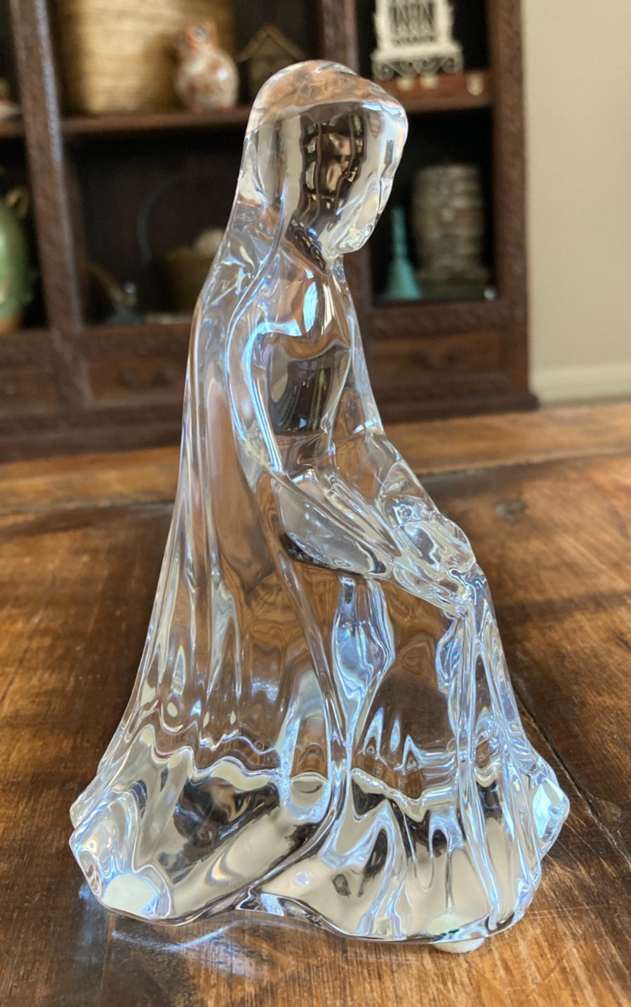Baccarat Crystal Nativity Mary Kneeling Sculpture Figurine France 6″ Mint