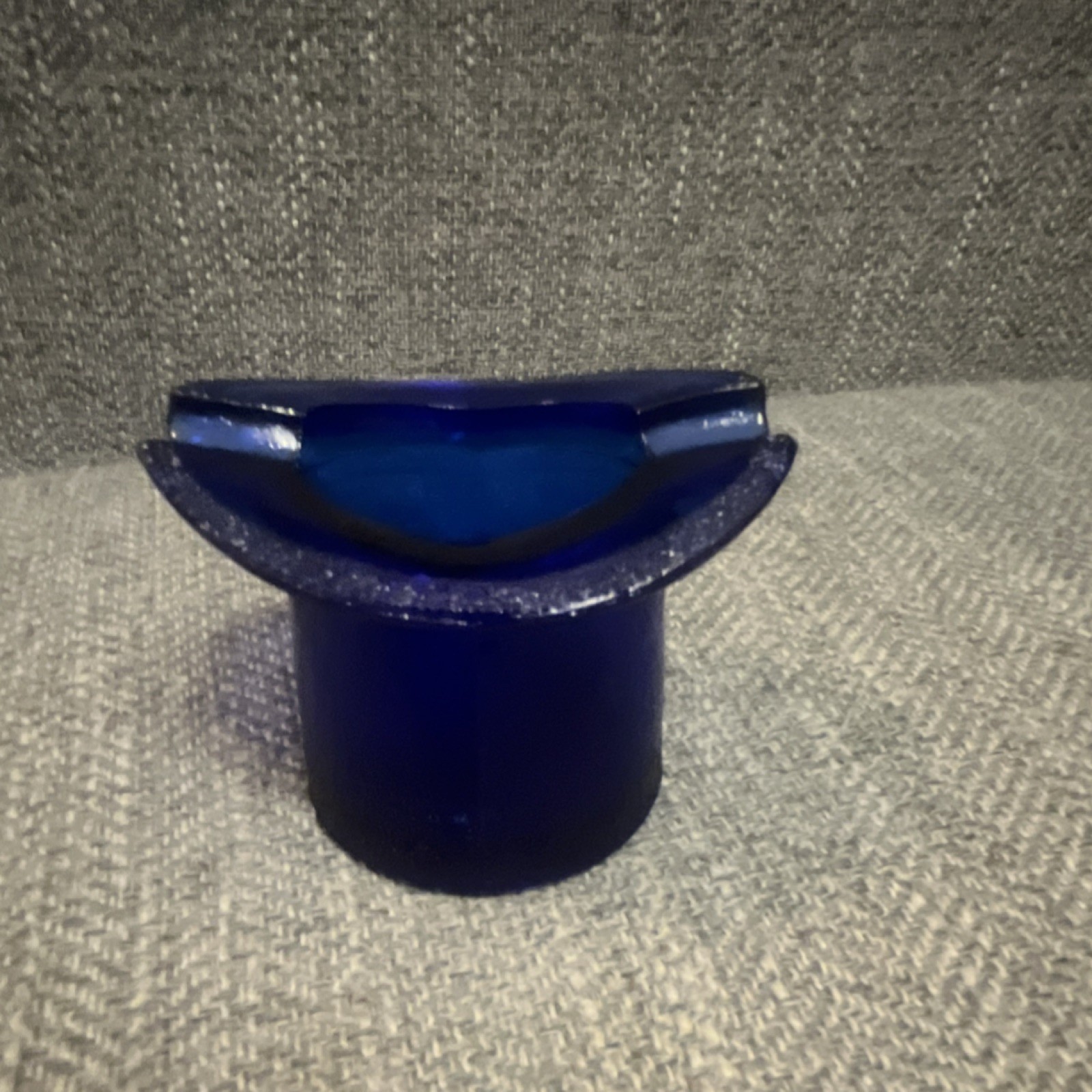 Cobalt Blue Glossy Glass Top Hat Decorative Ashtray 3.25 Inch