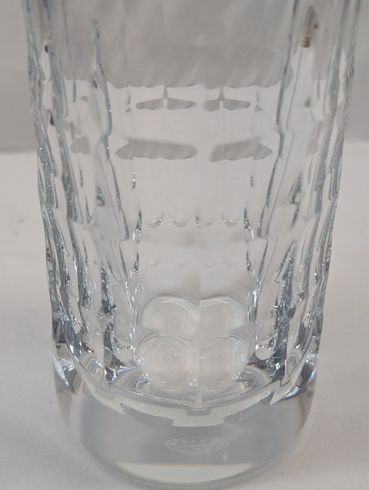 Baccarat Crystal Window Vase Cylindrical Cut Crystal Vase France 8” Signed