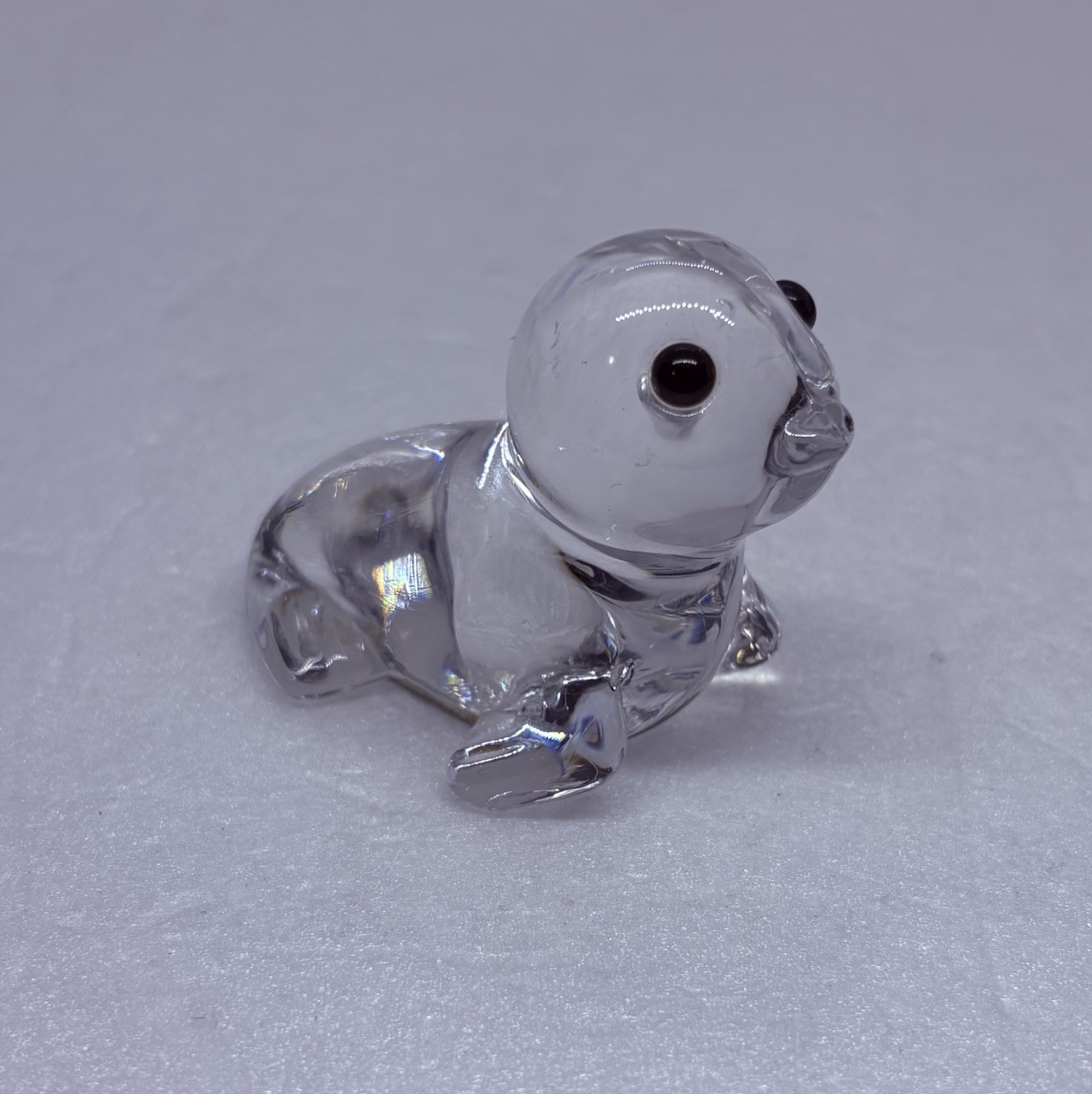 Vintage Oneida Crystal Baby Seal Figurine Paperweight Hand Cut Glass Decor 35
