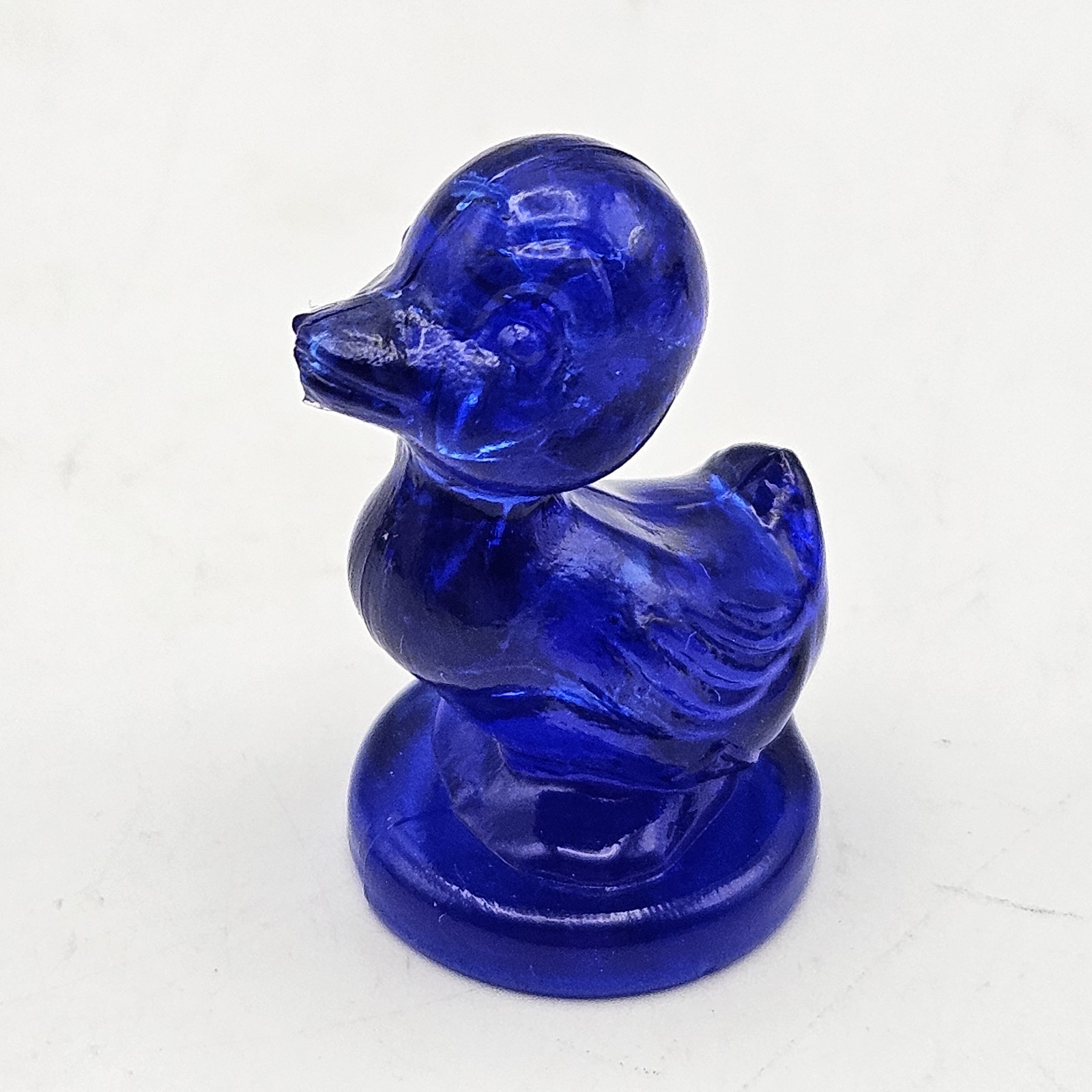 Boyds Glass ~ Debbie Duck Duckling ~ Cobalt Blue ~ Chip On Beak
