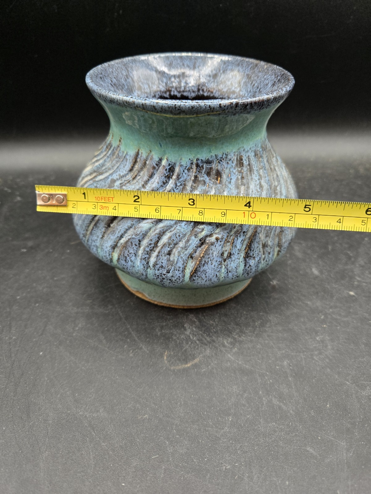 Vintage 5″x5″ Hand Thrown Studio Art Pottery Bowl Vase signed Anna ’95