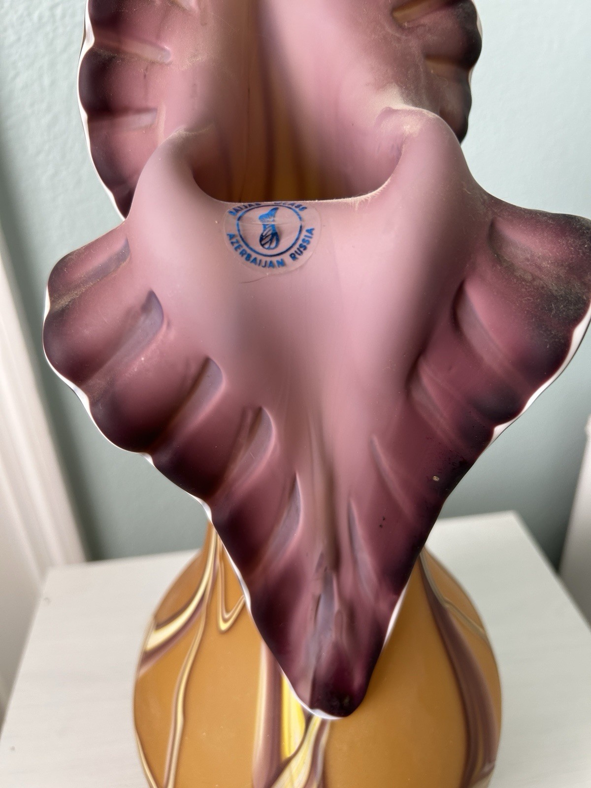 Baijab Glass Azerbaijan Russian Jack In The Pulpit Hand Blown Vase 17″
