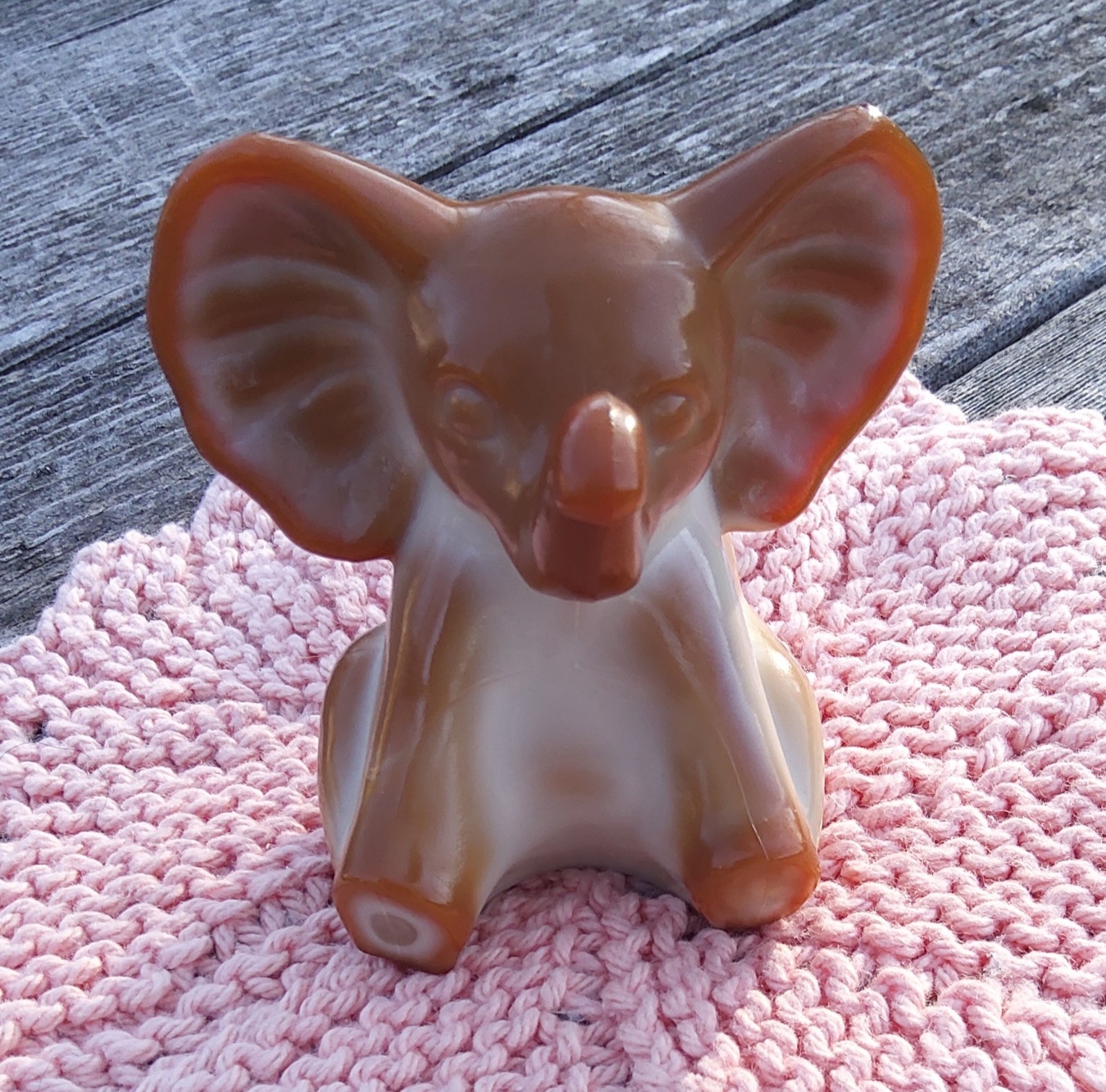 Fenton Art Glass Chocolate Elephant Figurine, Glossy 4 Inch