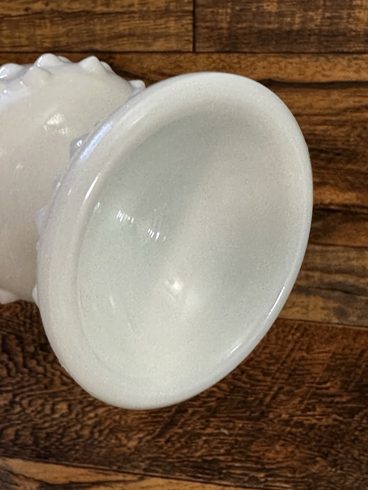 Vintage Fenton White Milk Glass Hobnail Floral Swung Bud Vase