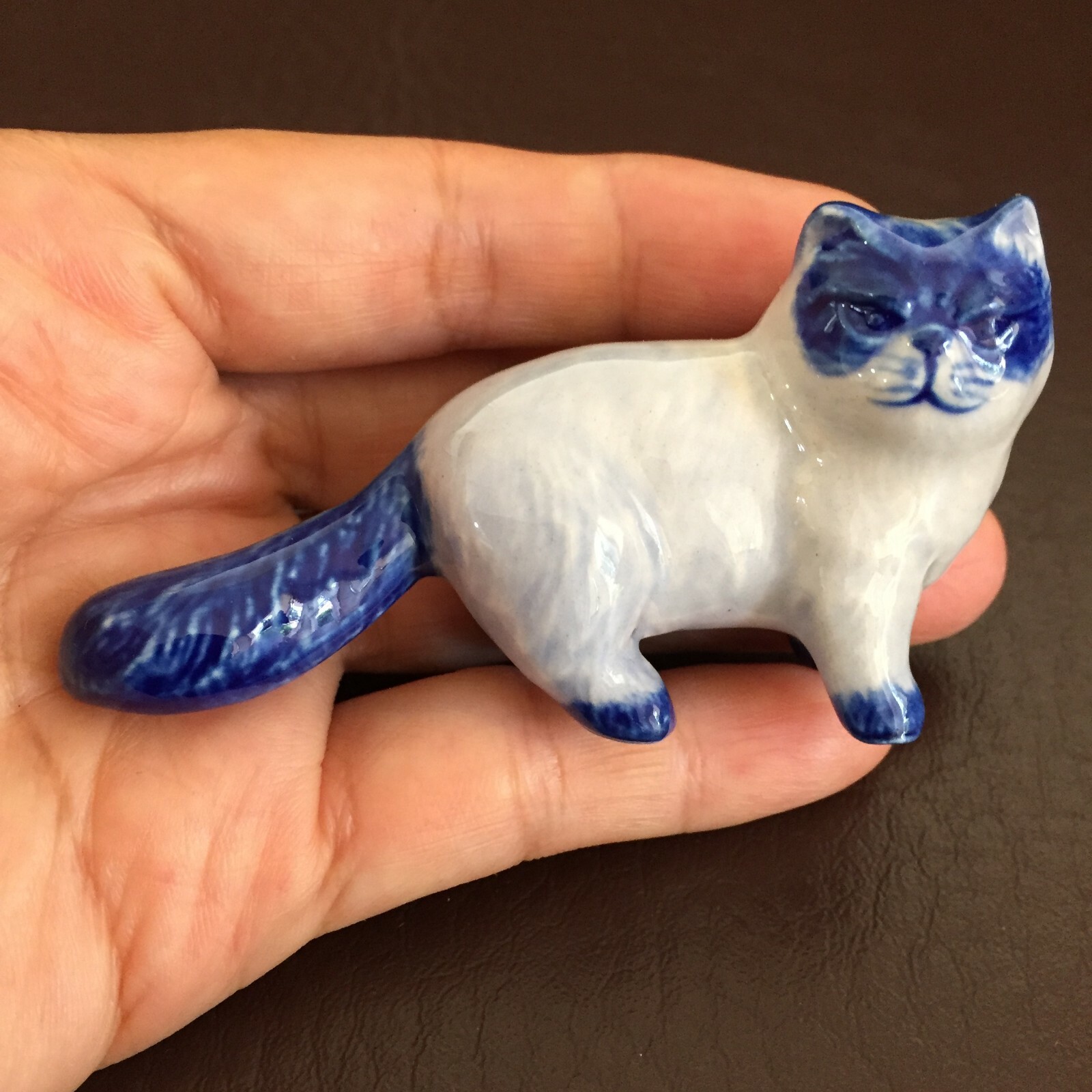 persian cat delft blue ceramic porcelain 1pc miniature other variation figurine