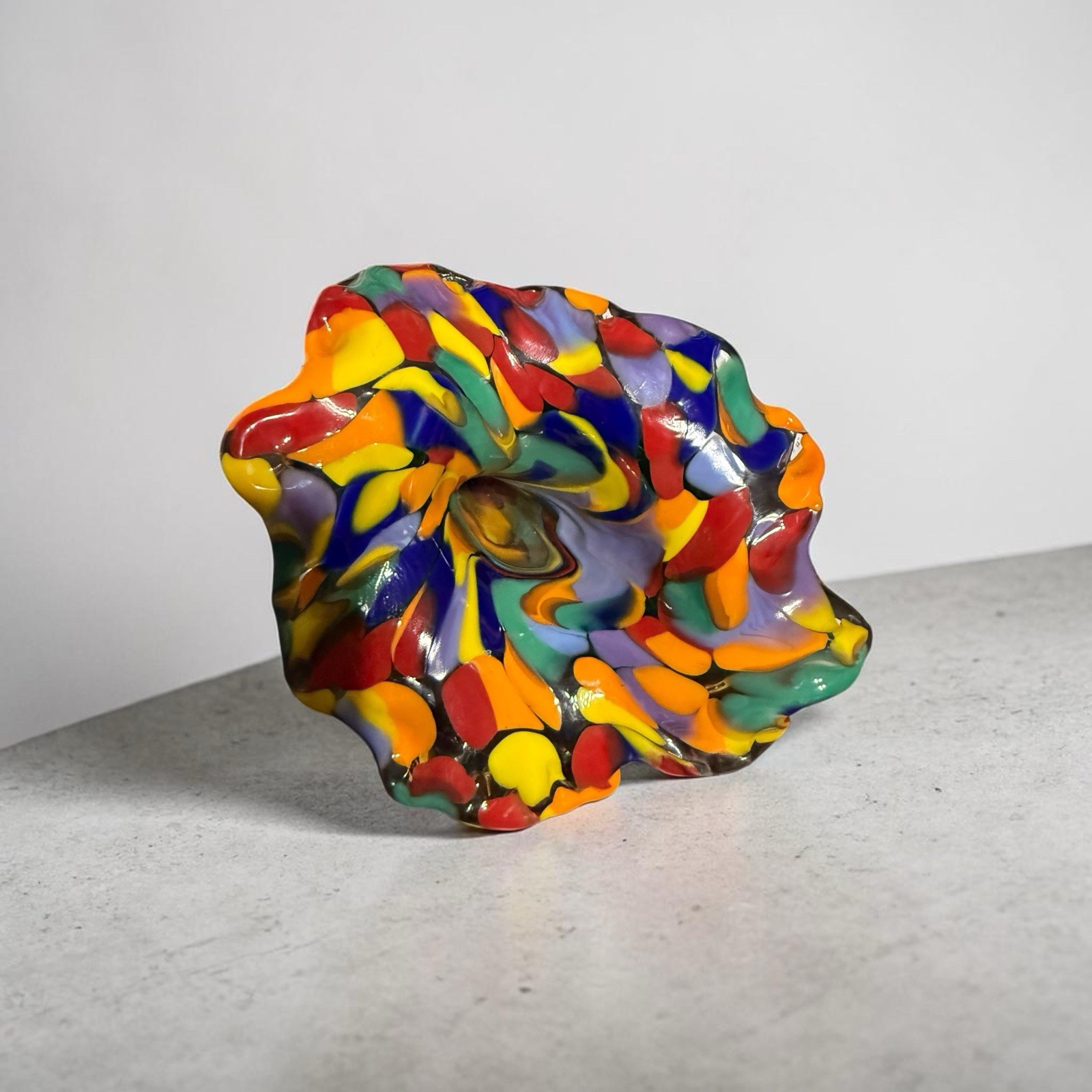 Murano-style Handblown Art Glass Flower Sculpture Beautiful Multi-colored Design