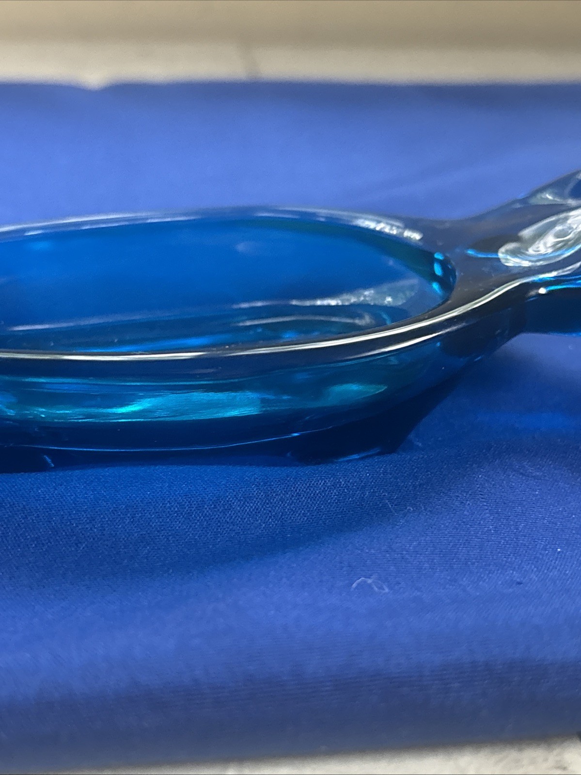Vintage Viking BLUE Glass Alligator Ashtray Trinket Mid Century MCM 11”